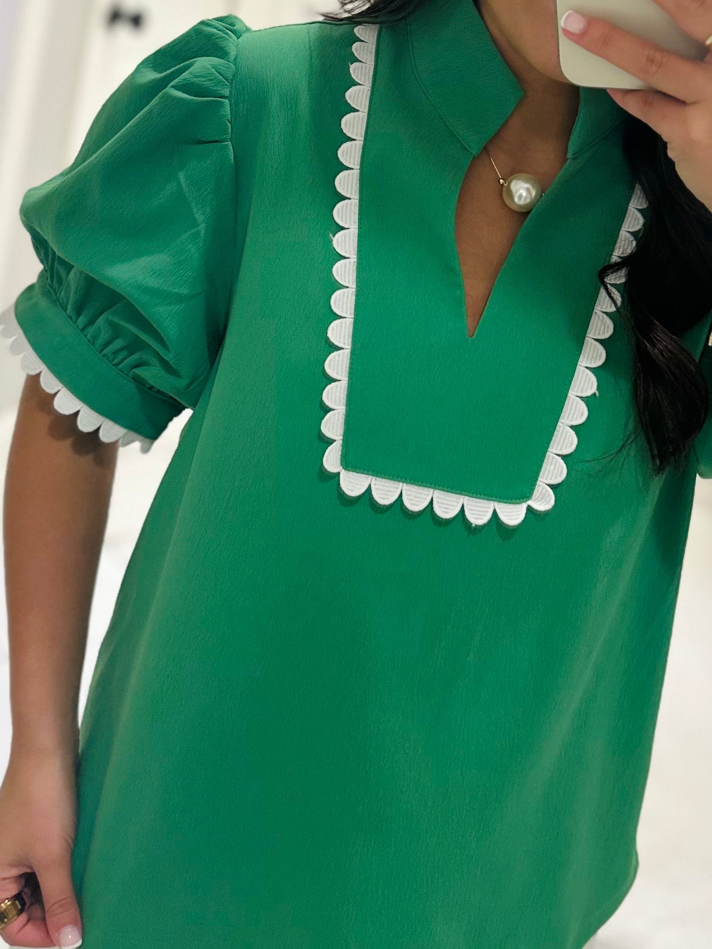 The Faye Kelly Green Scallop Detail Top