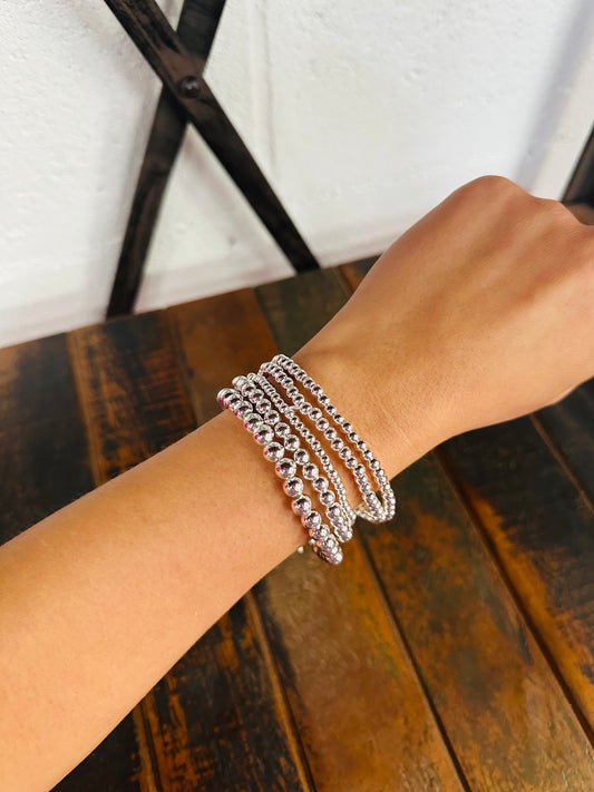 Everyday Silver Ball Bracelet Set