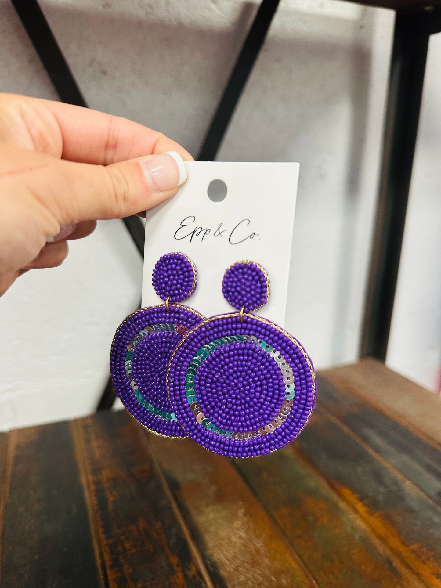 Purple Disc Drop Earring
