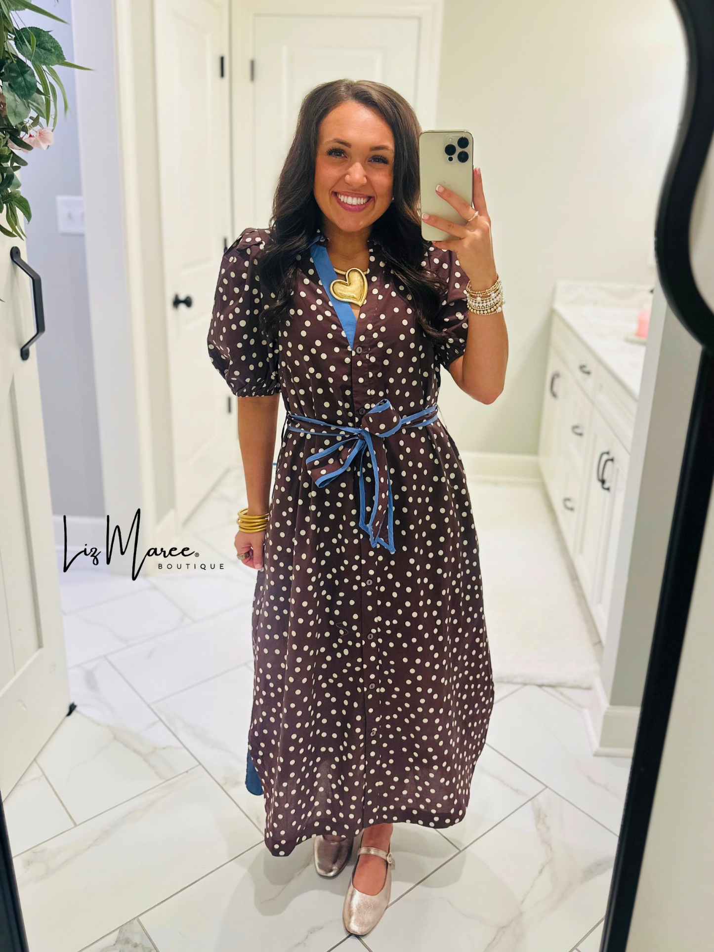 The Ashlee Brown Polka Dot Midi Dress