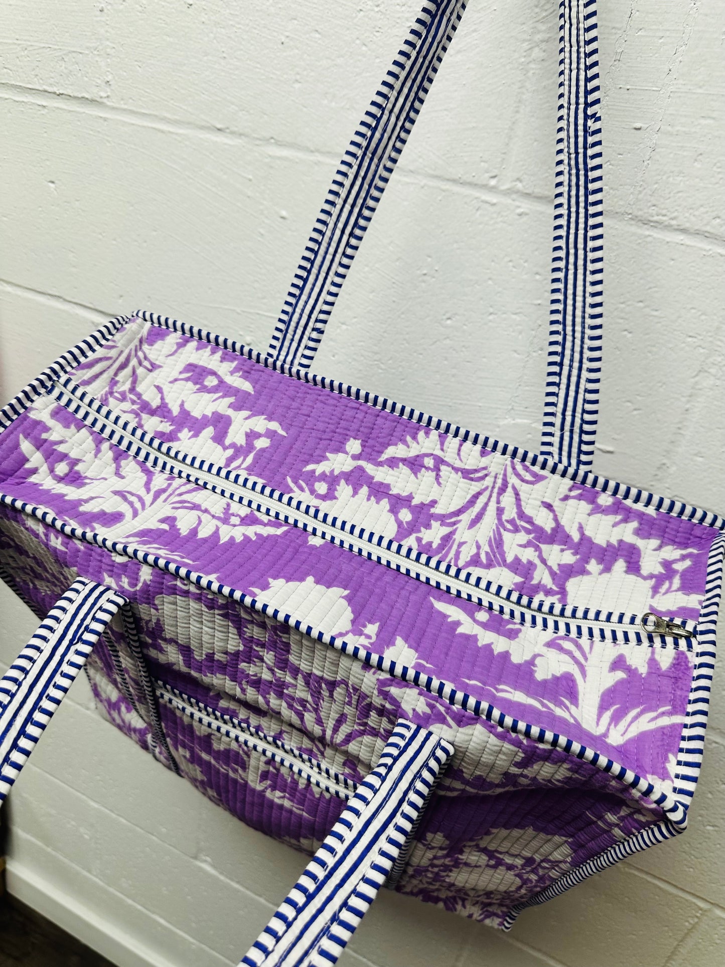 The Lavender Purple Floral Quilted Tote Bag