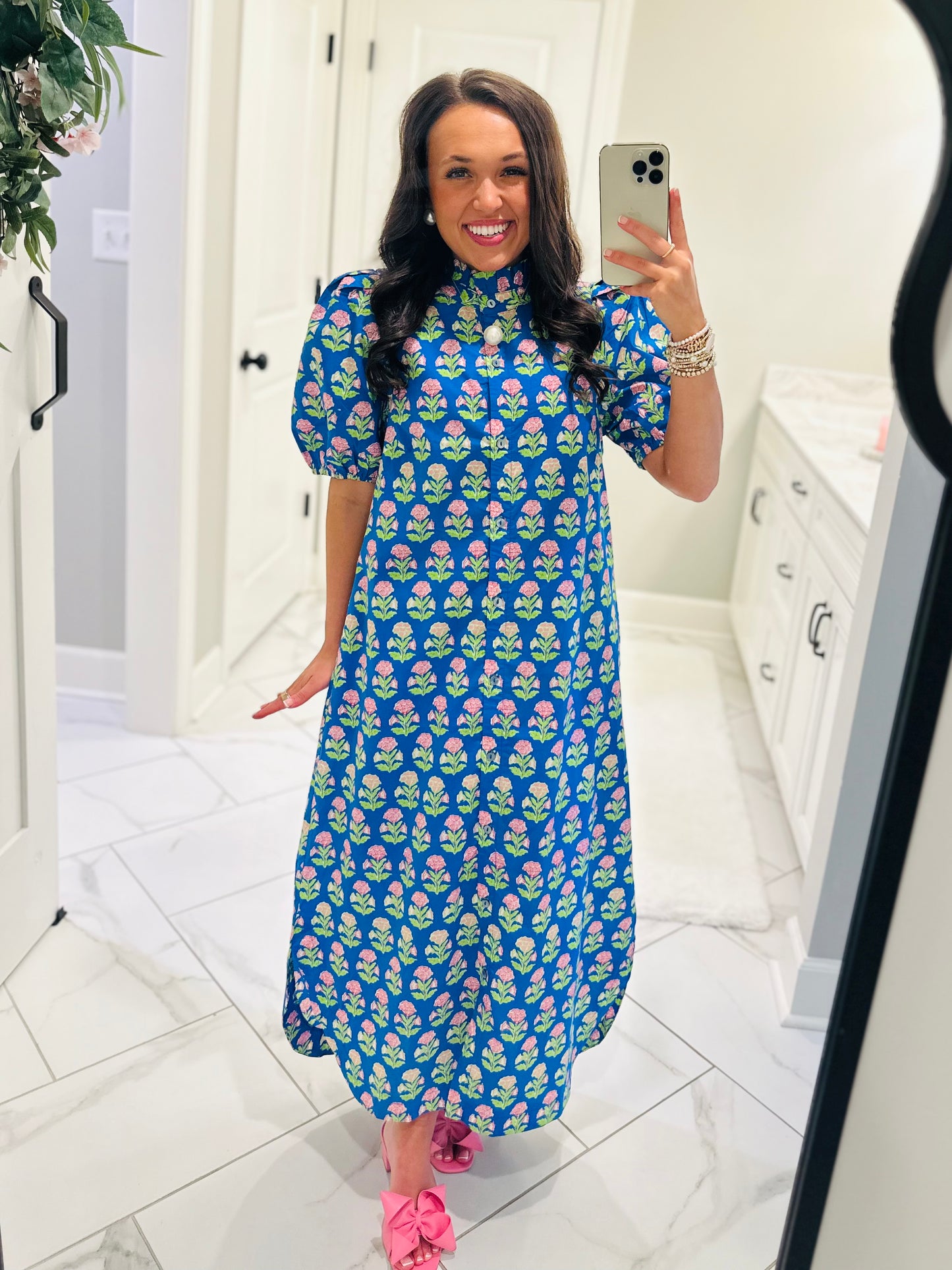 The Ada Blue Floral Midi Dress