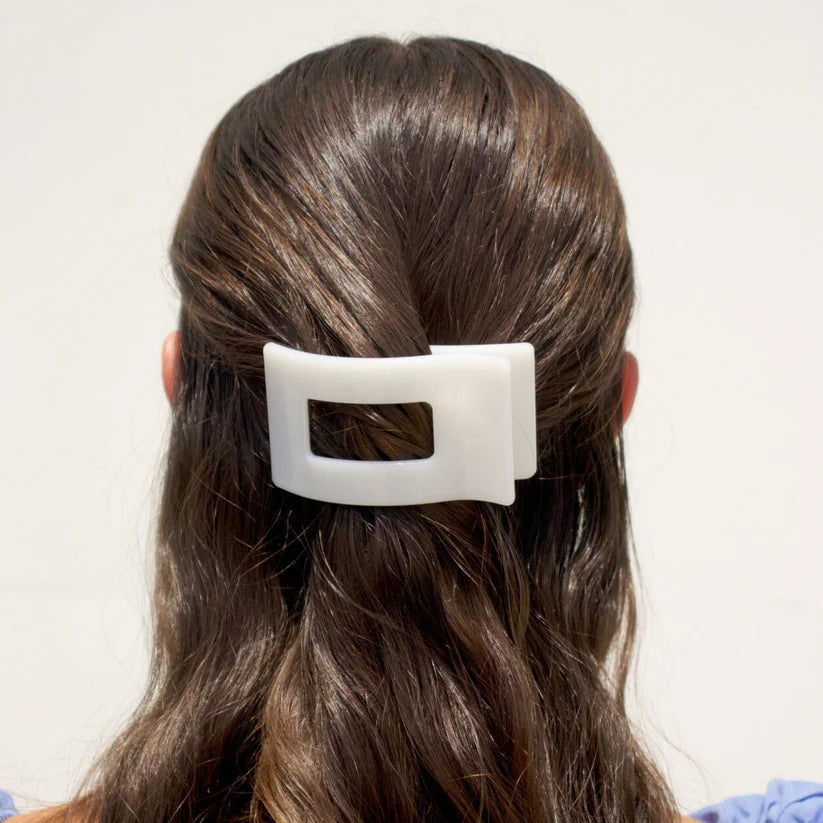 Coconut White Rectangle Flat Hair Clip