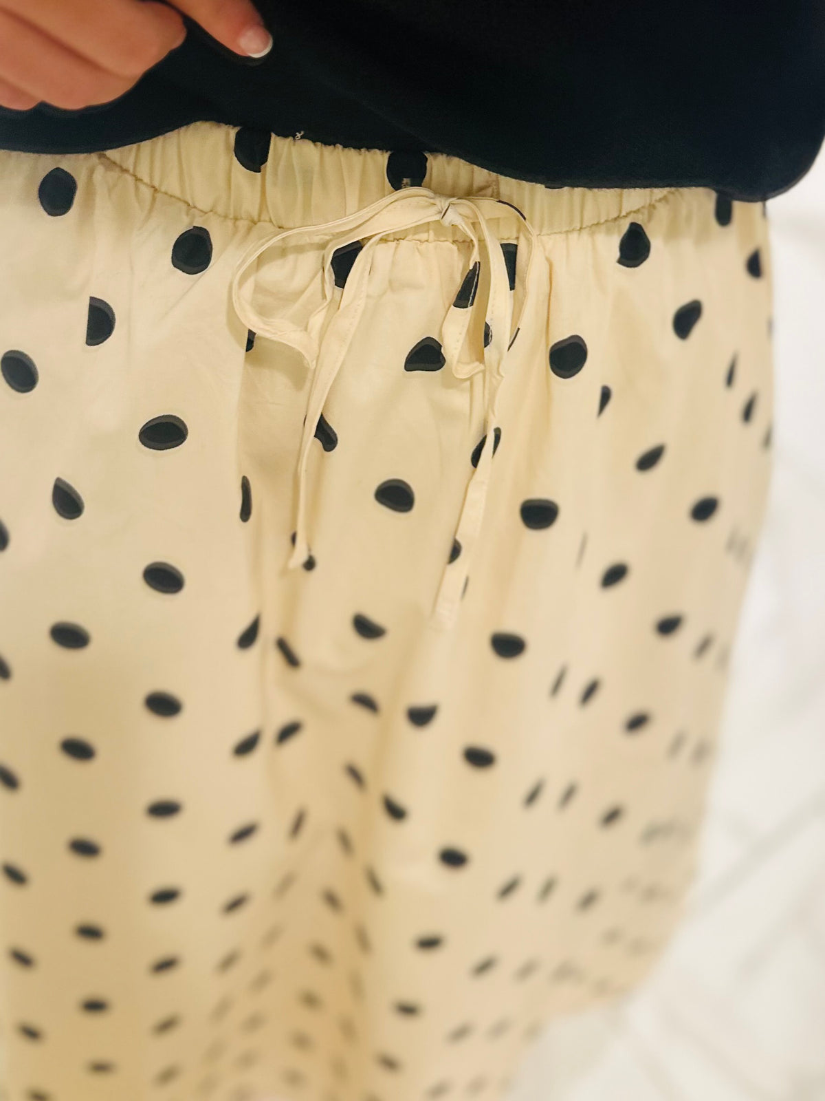 The Olivia Cream + Black Polka Dot Midi Skirt
