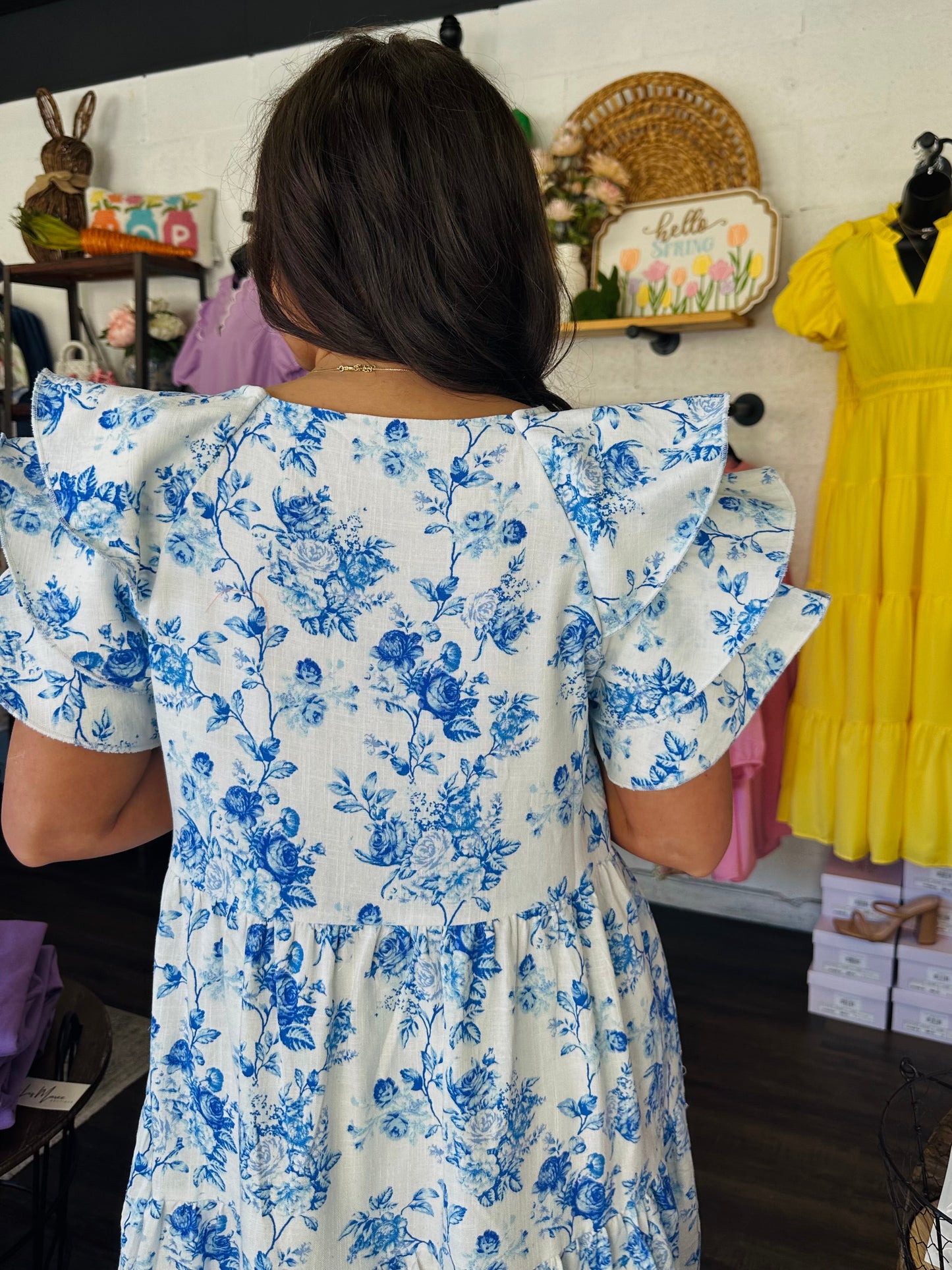 The Savannah Blue Floral Print Dress