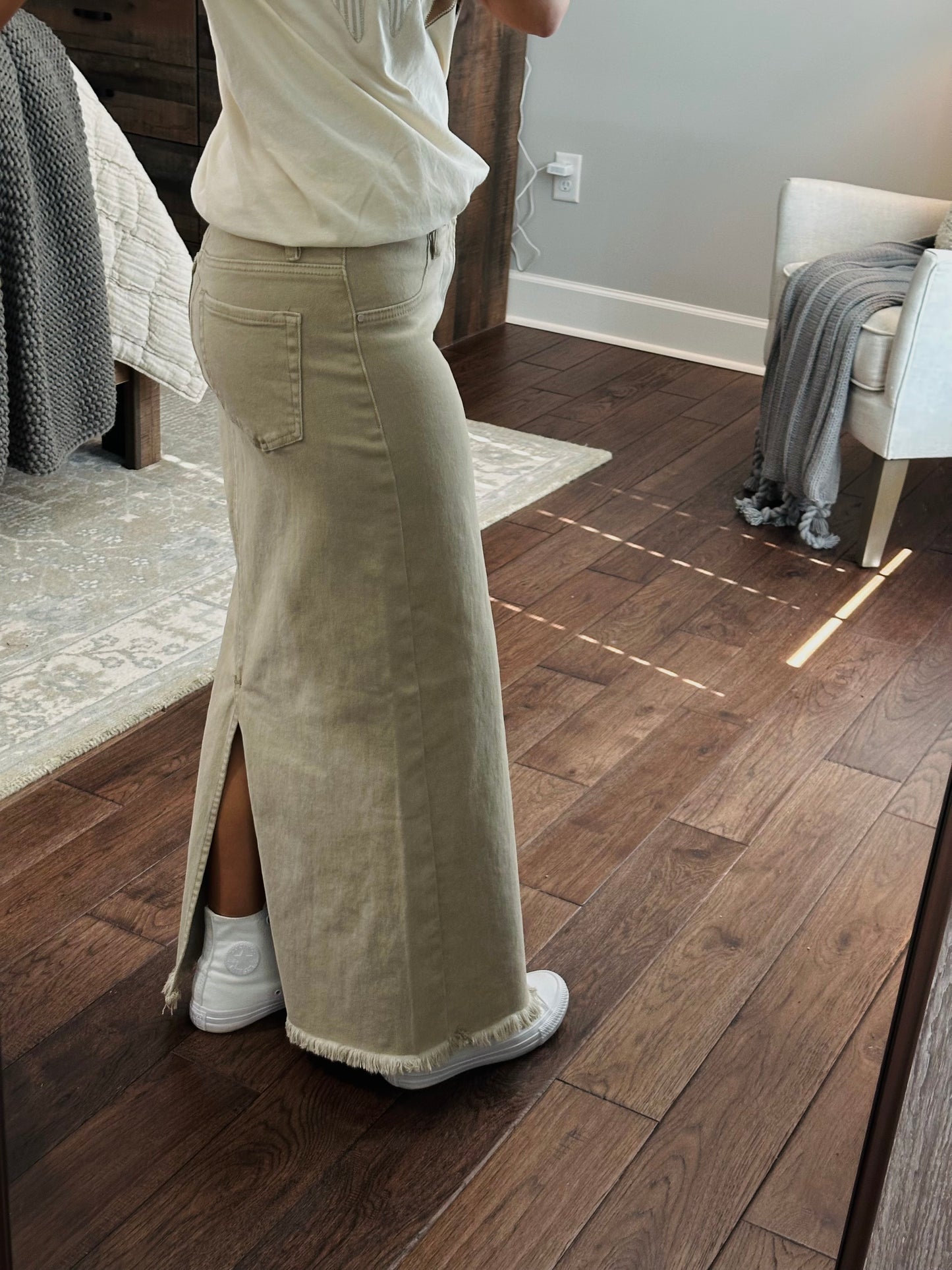 The High Rise Sand Maxi Skirt