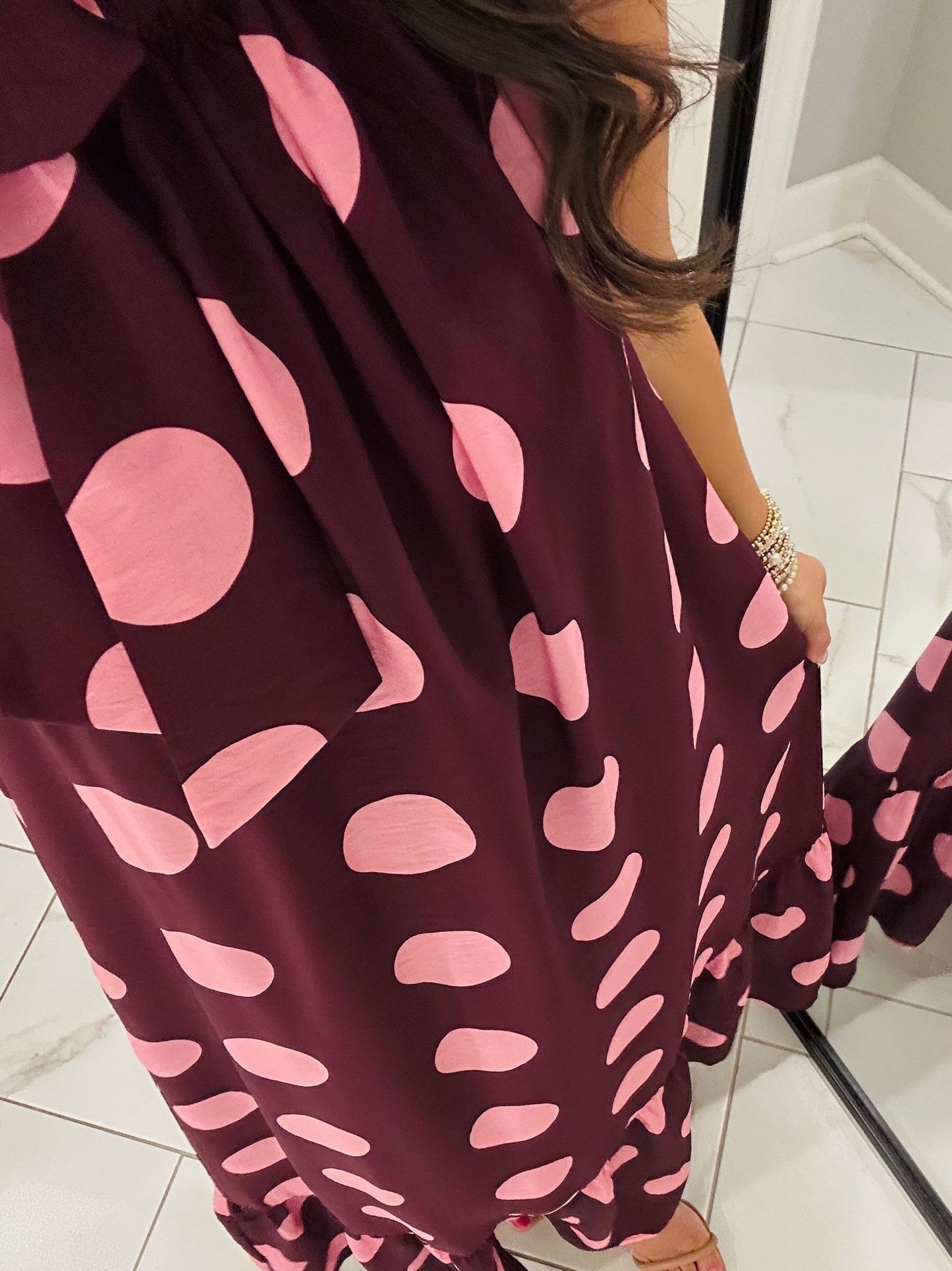 The Hallie Plum Polka Dot Midi Dress