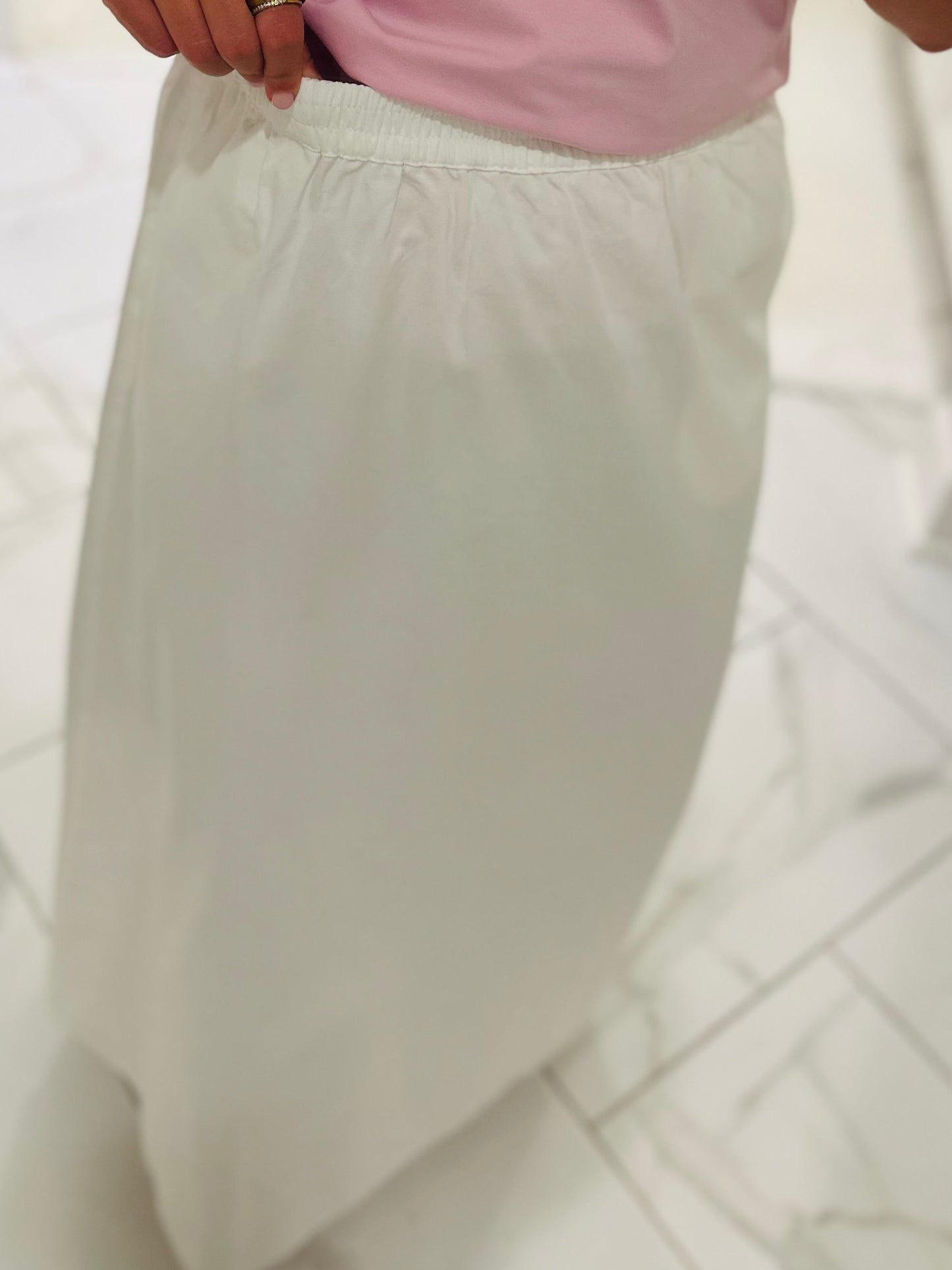 The Eva White Cotton Midi Skirt