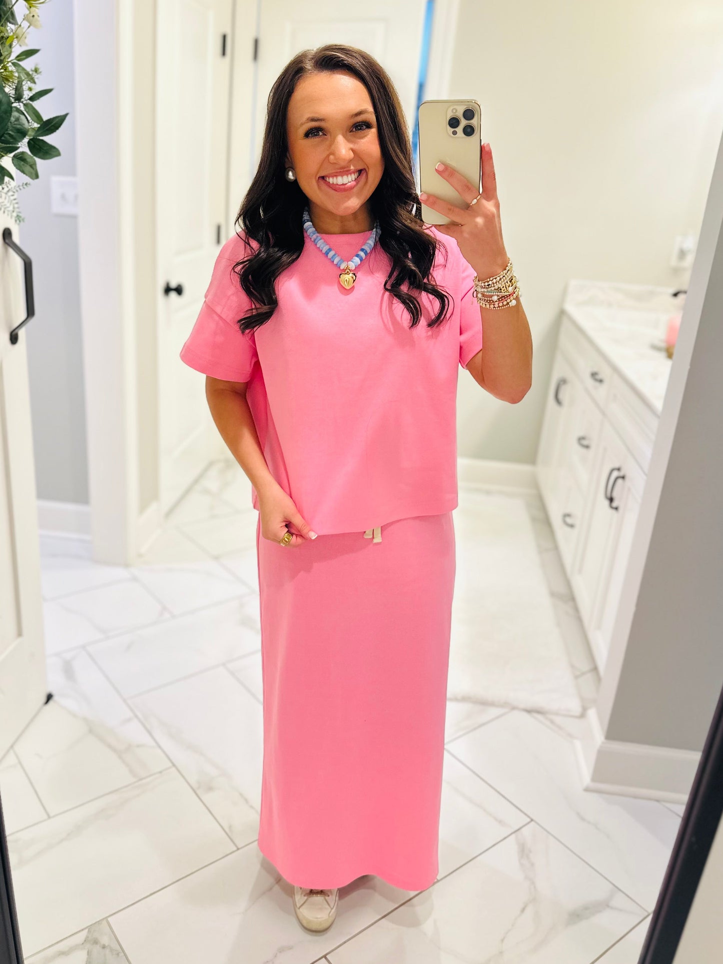 The Sonny Pink Knit Top + Skirt Set