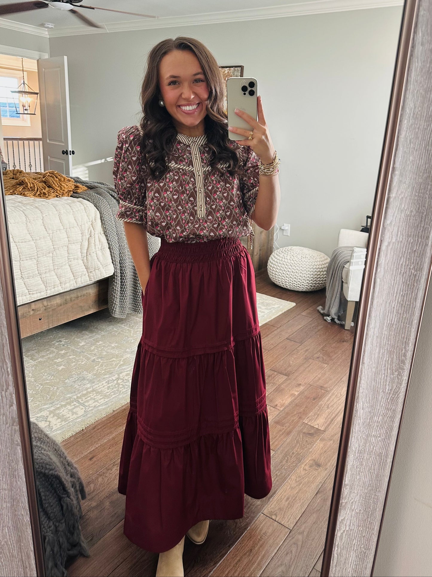 The Ruth Burgundy Maxi Skirt