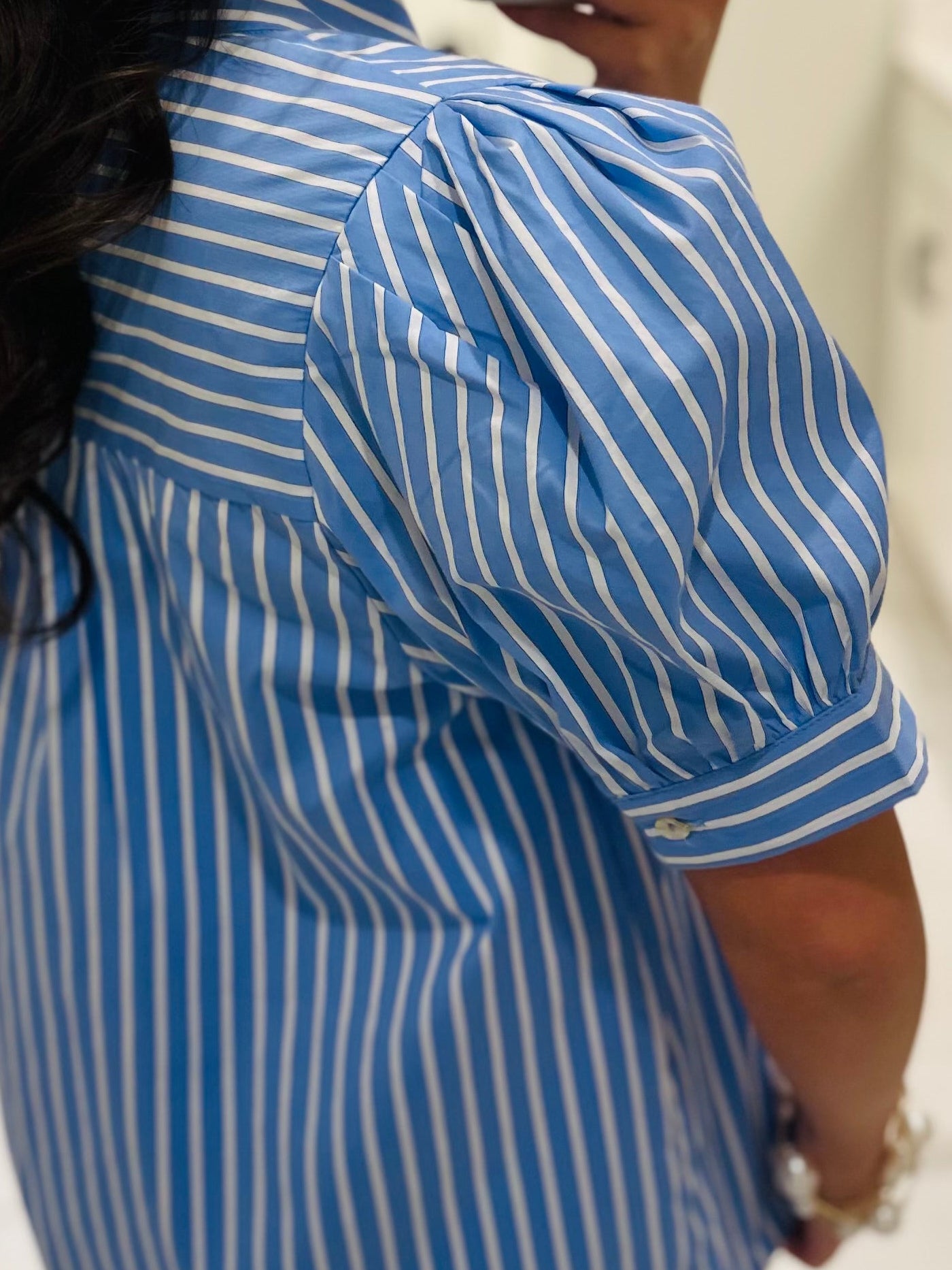 The Hadlee Blue Striped Bow Top
