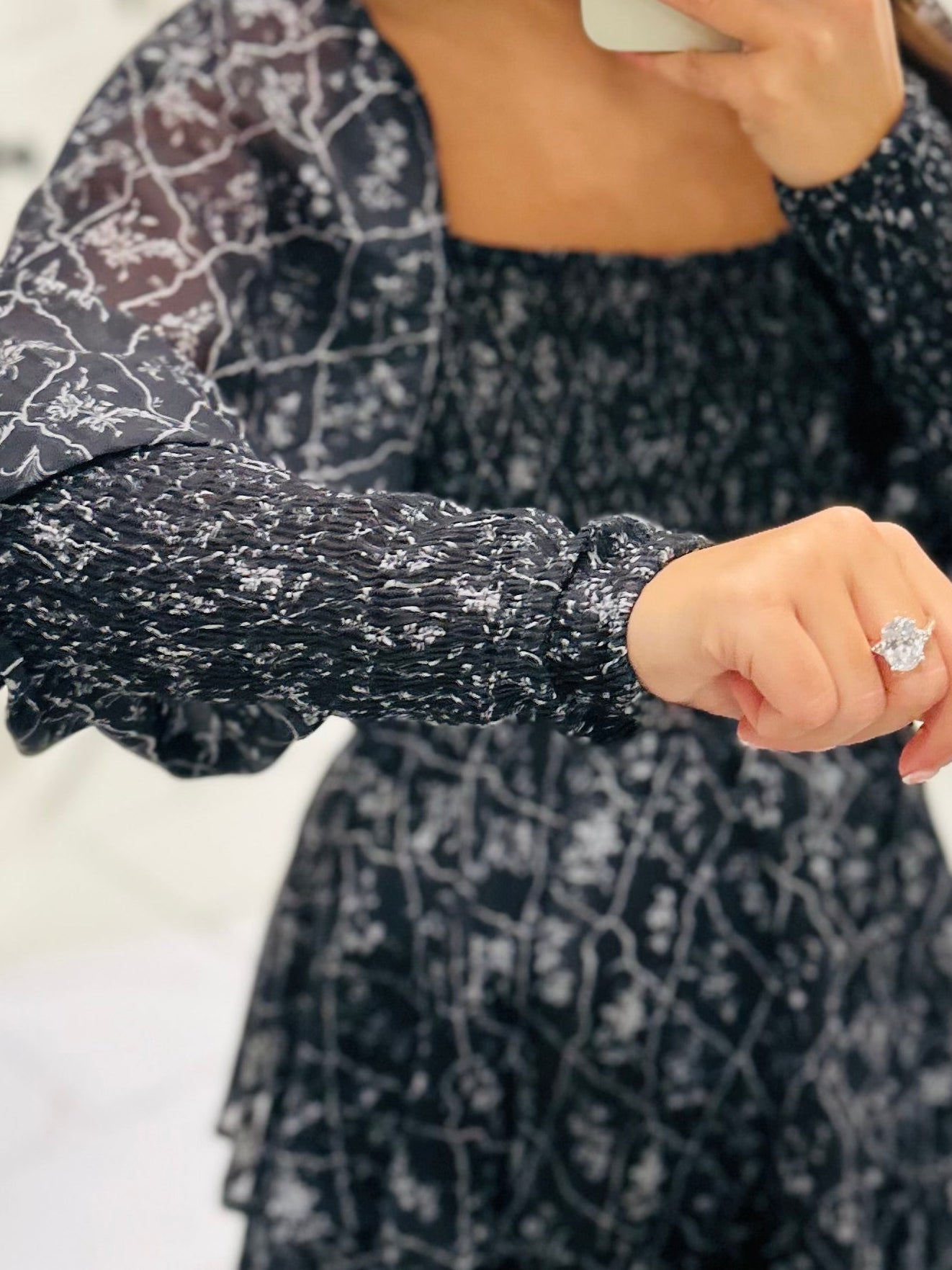 The Mae Black Ruffle Tiered Long Sleeve Maxi Dress