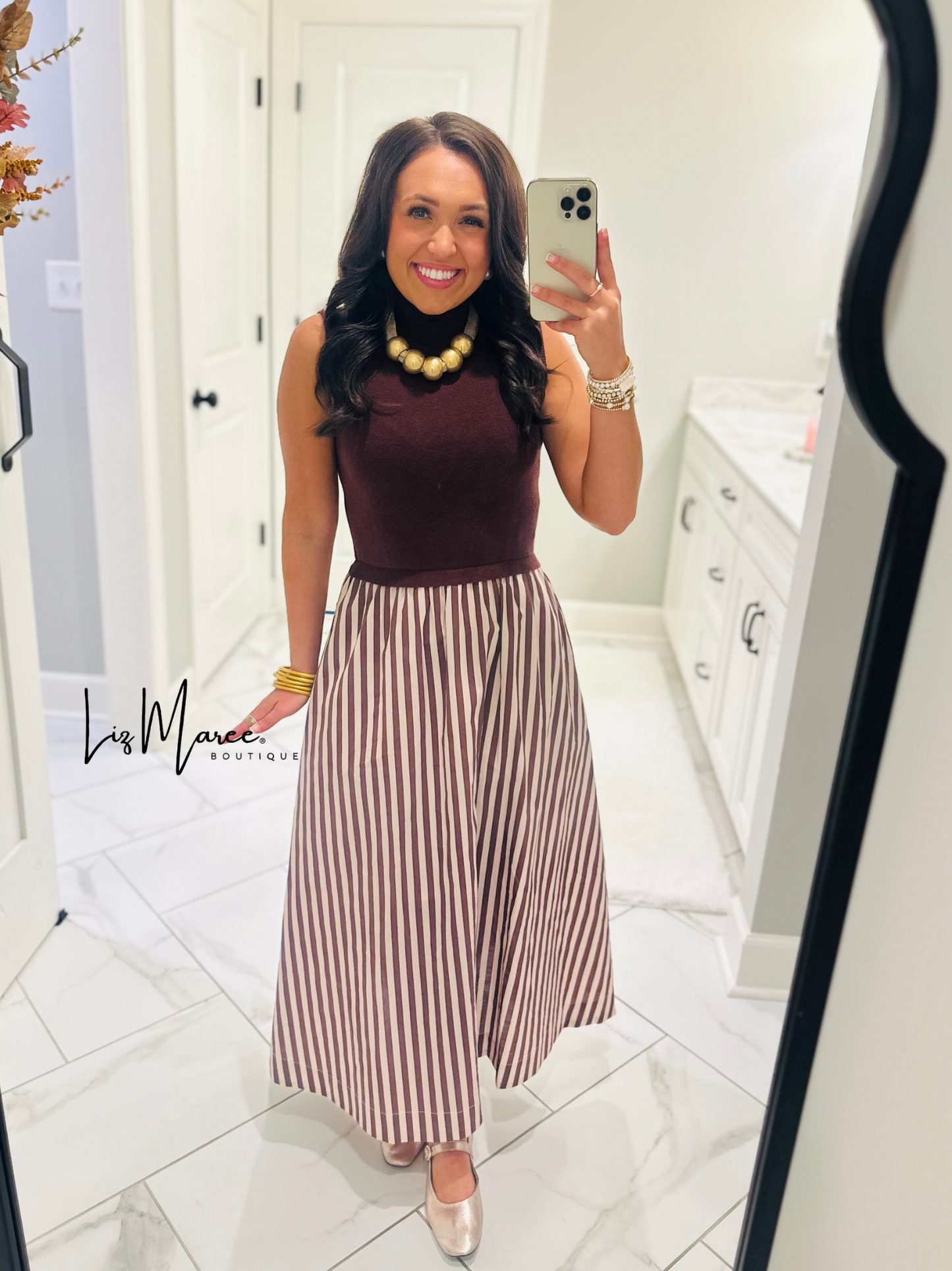 The Hartley Brown Sleeveless Midi Dress