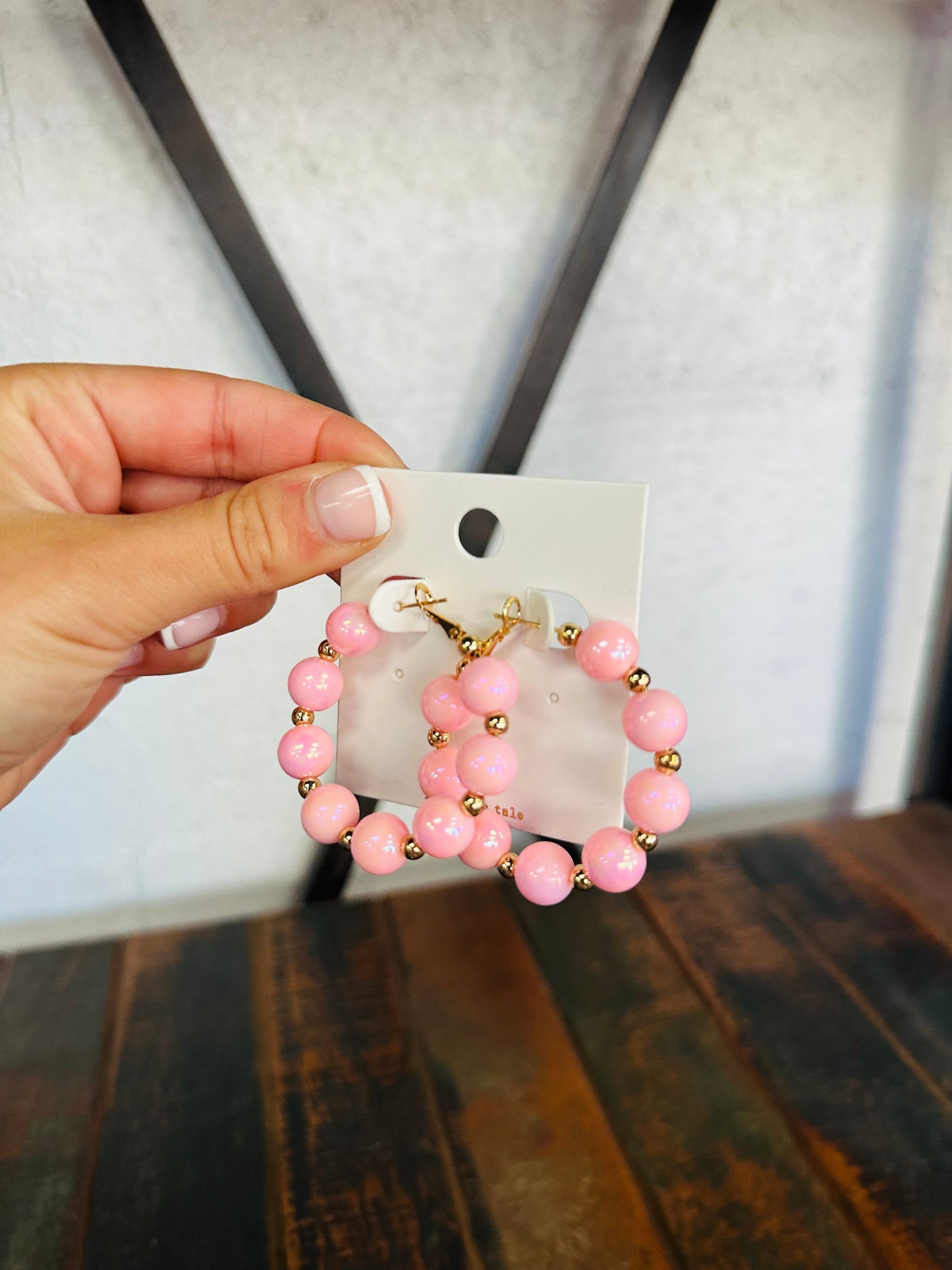 Pink Pearlescent Ball of Fun Hoop Earring