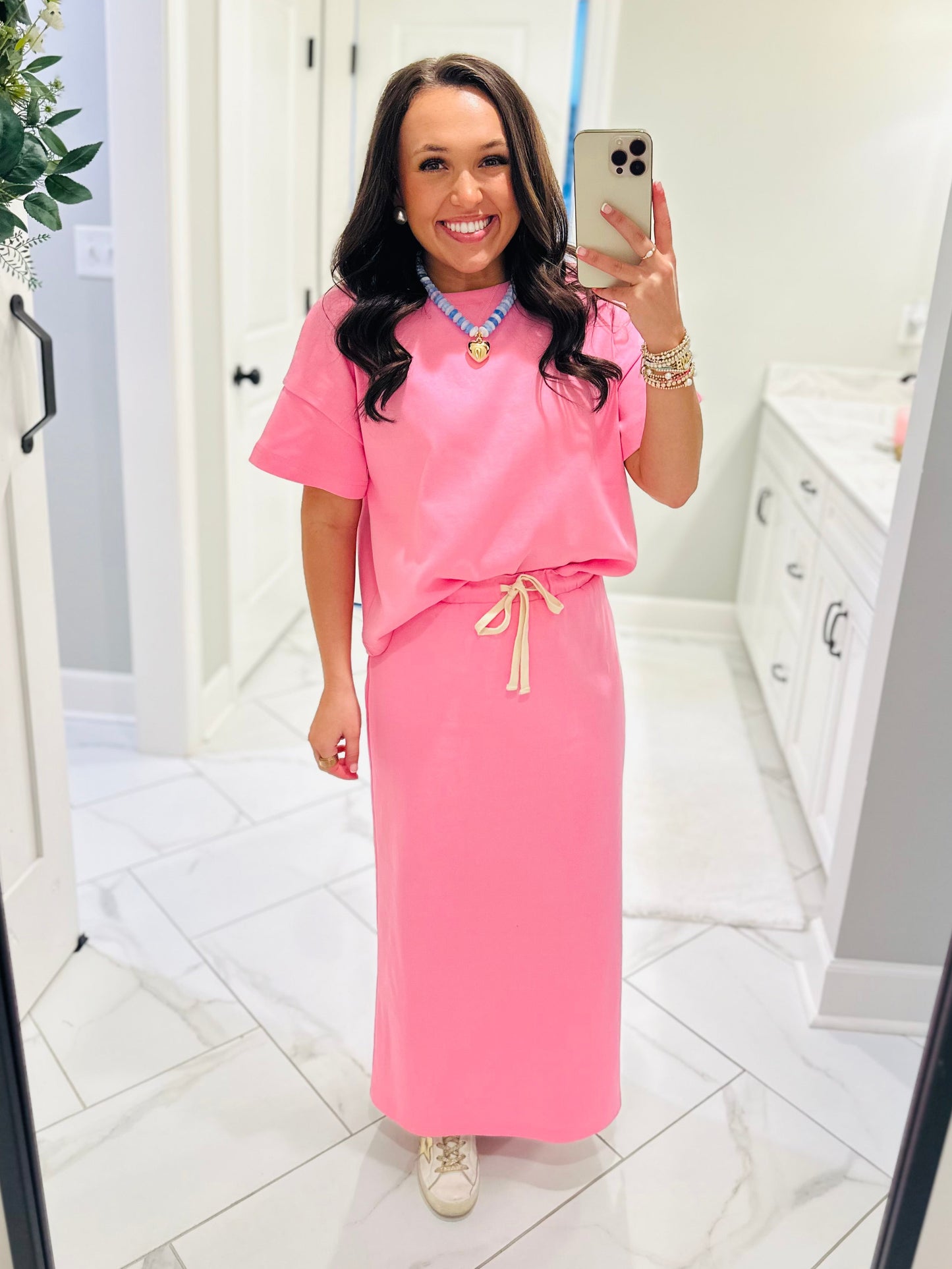 The Sonny Pink Knit Top + Skirt Set