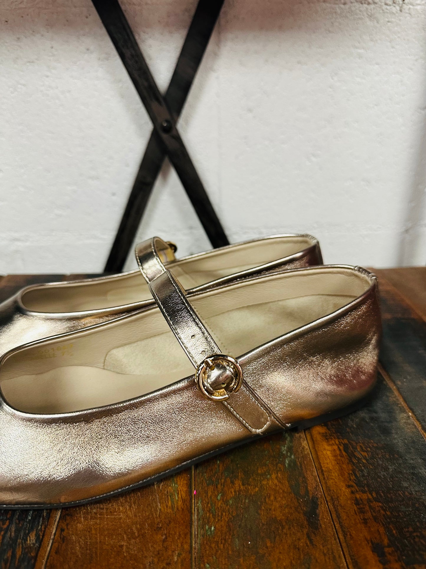 The Annabelle Gold Mary Jane Flat