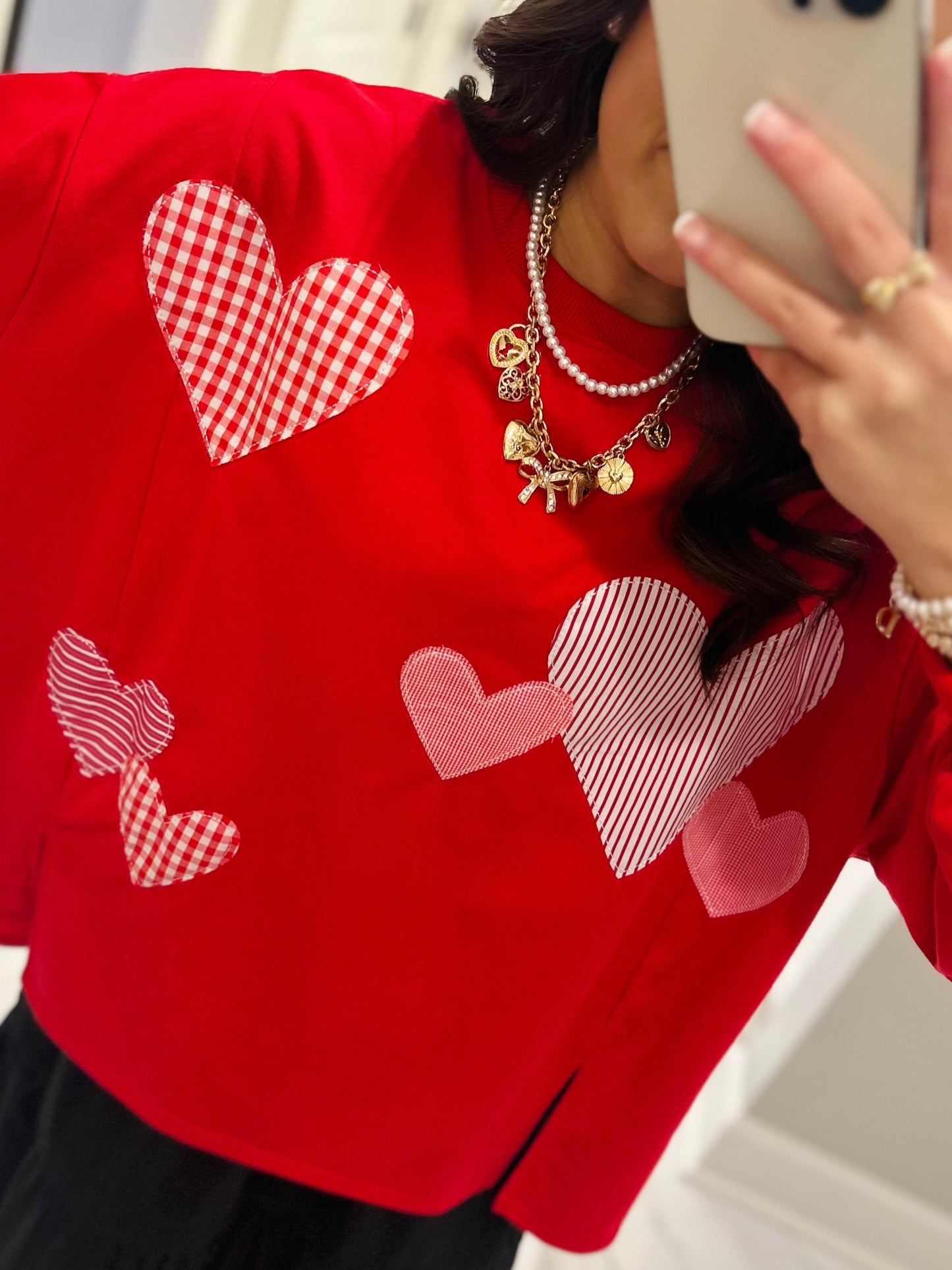 The All the Love Red Heart Patchwork Sweatshirt