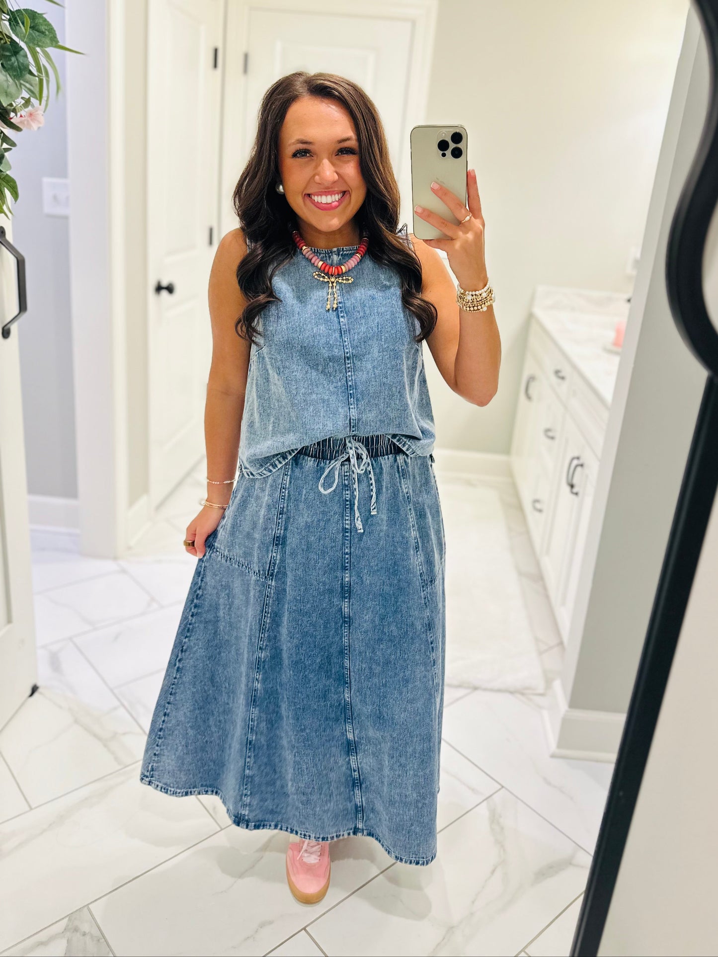 The Sadie Rae Denim Top + Skirt Set