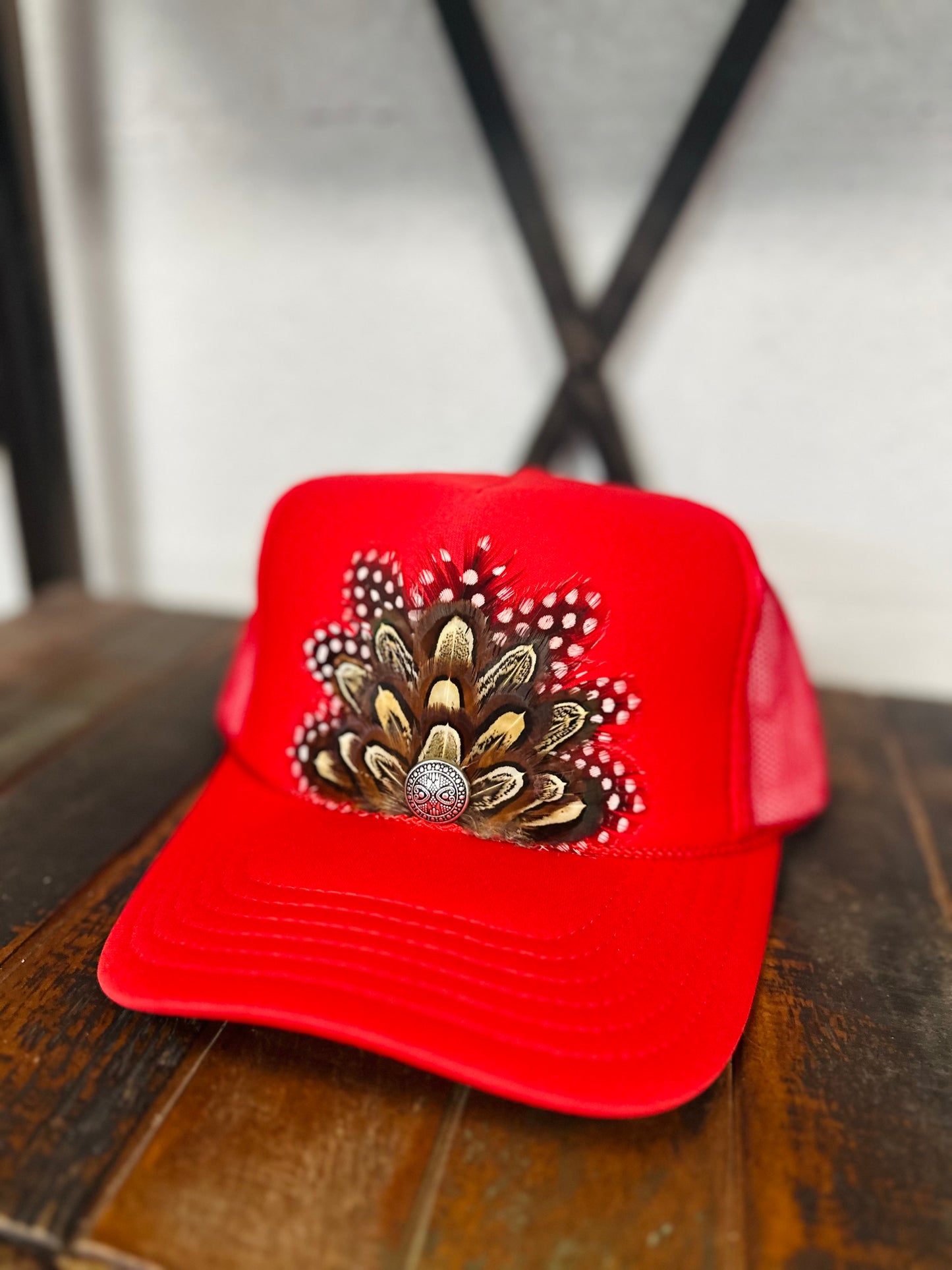 Red Feather Trucker Hat