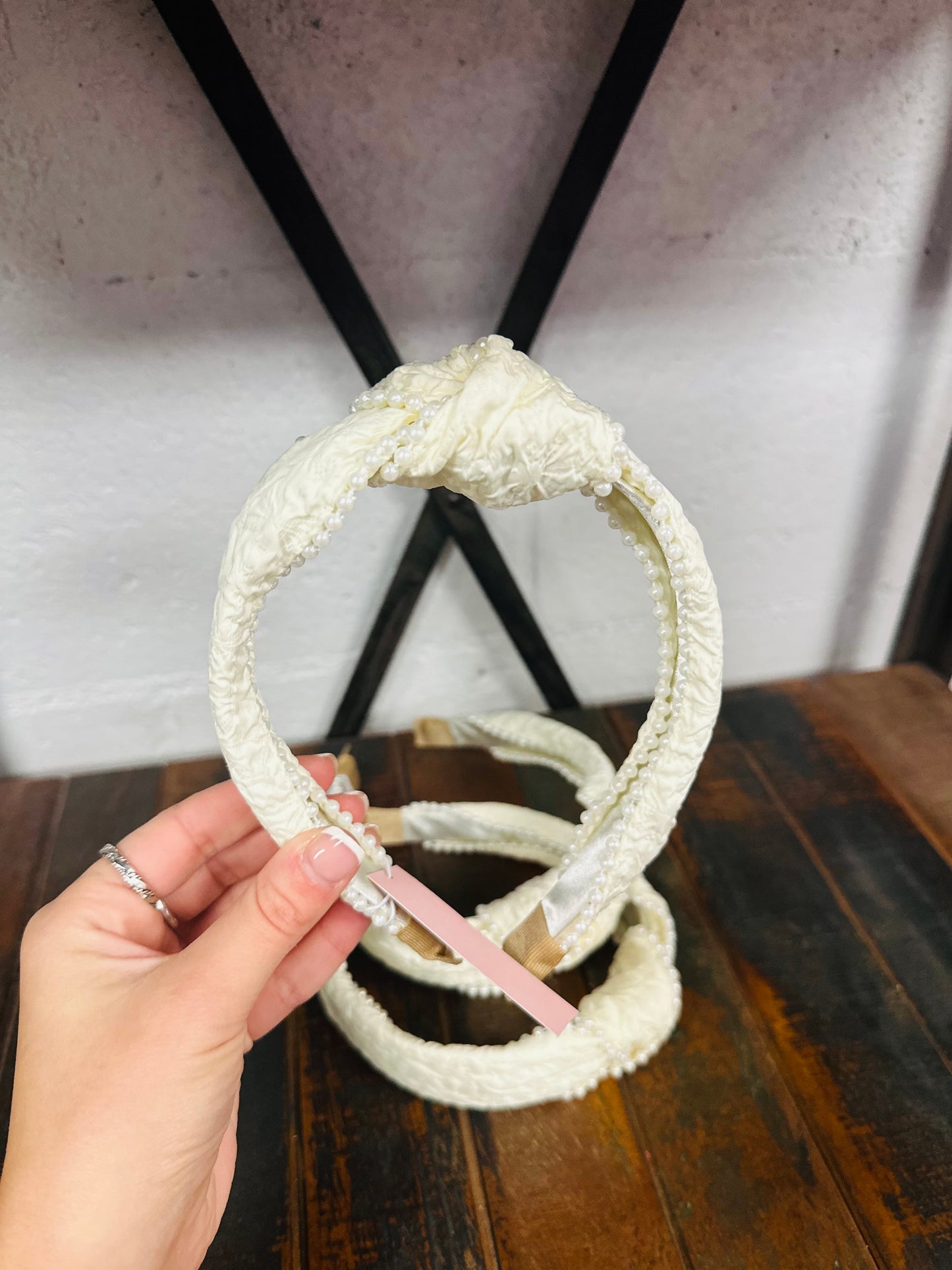 The Elegant Cream Knot Pearl Embellished Headband