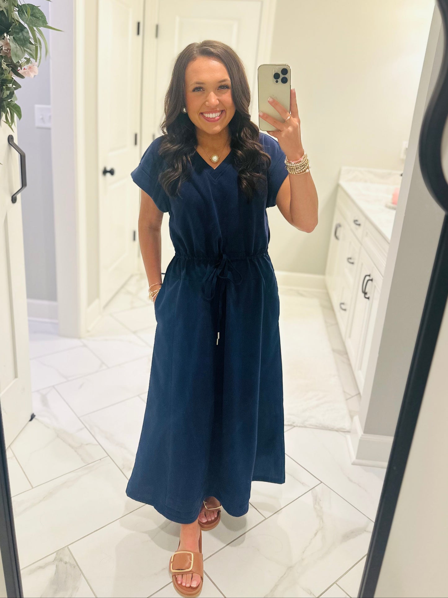 The Norah Navy Midi Dress