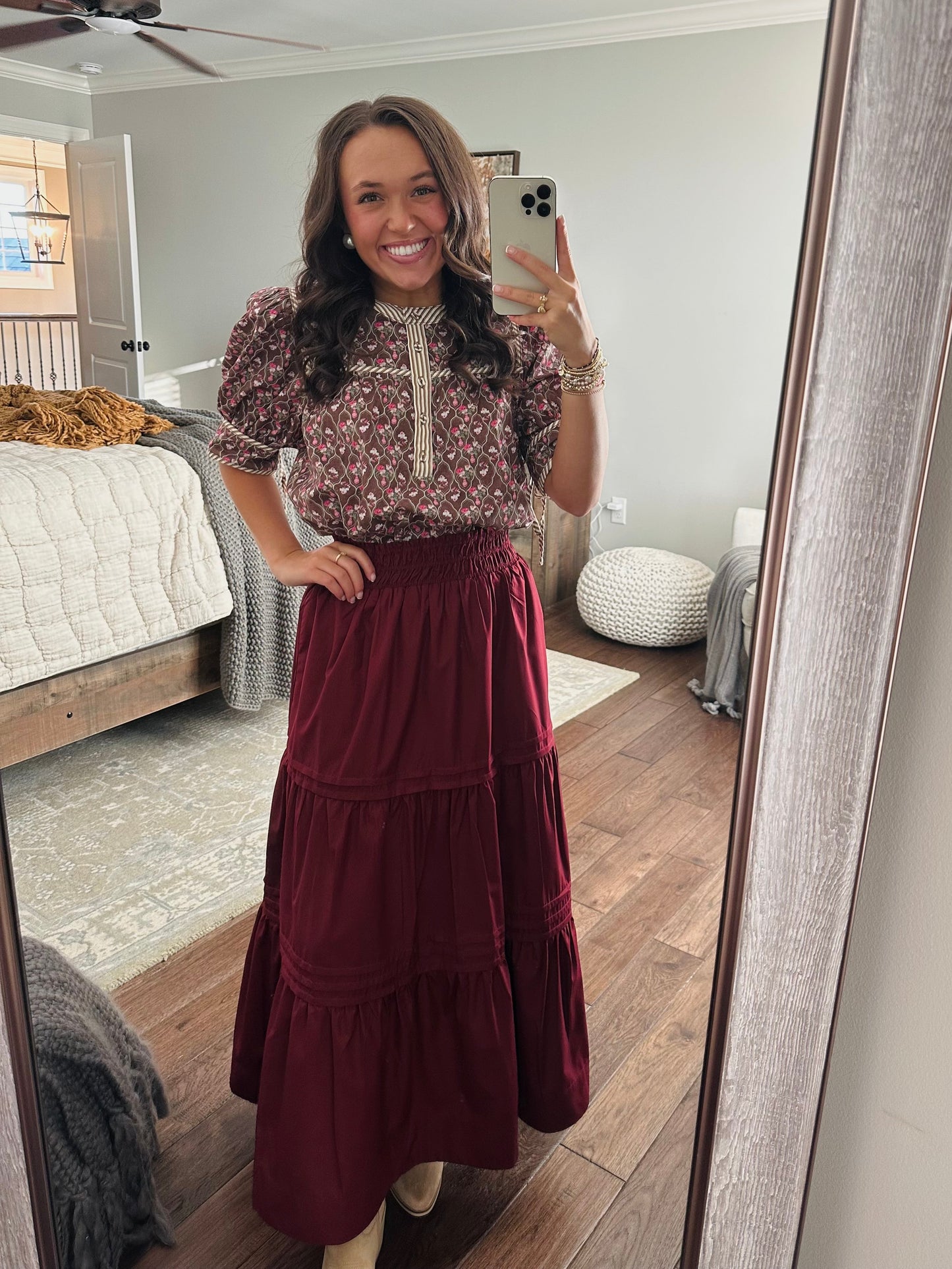 The Ruth Burgundy Maxi Skirt