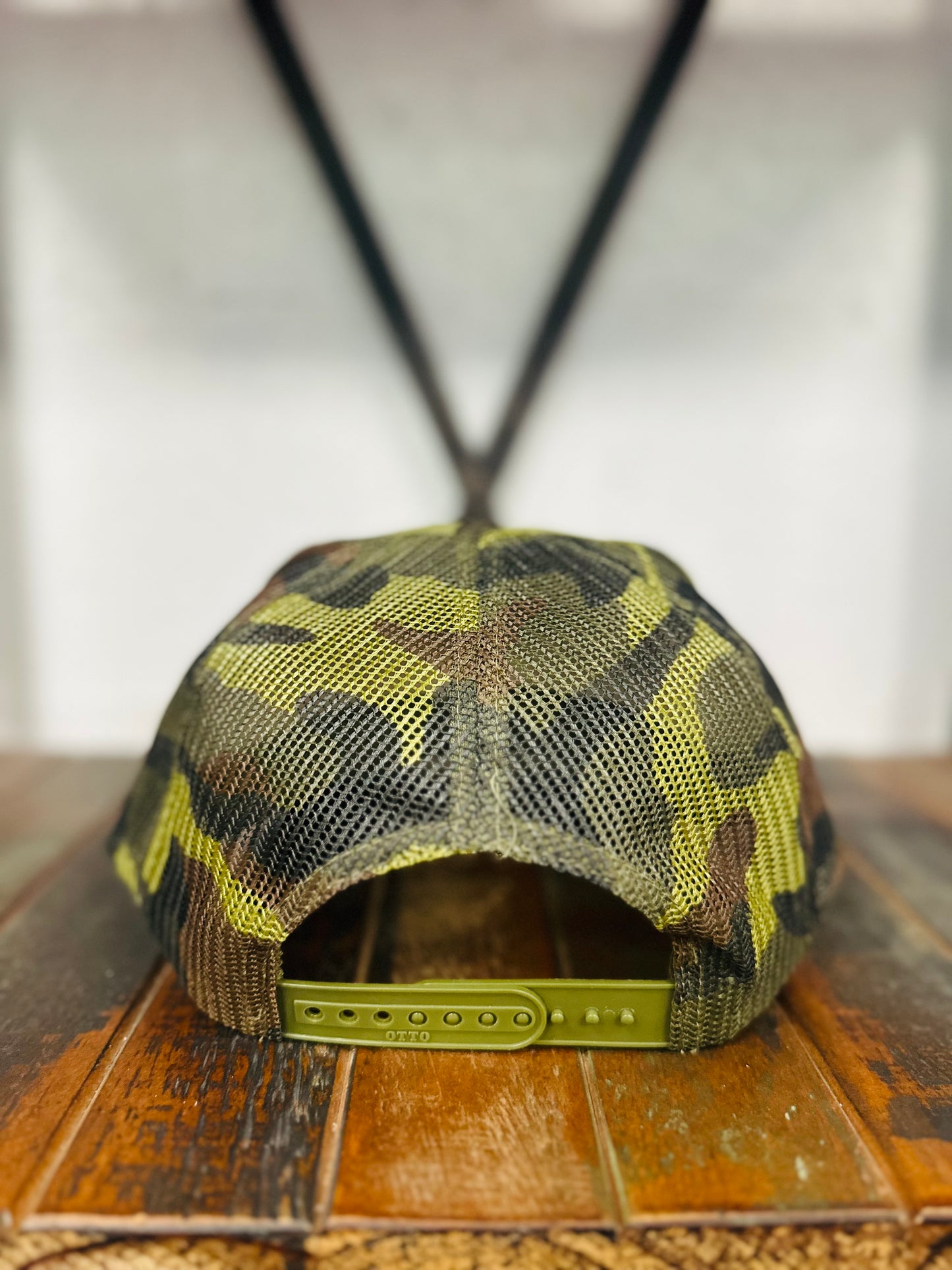 Brown Feather + Turquoise Concho Camo Trucker Hat