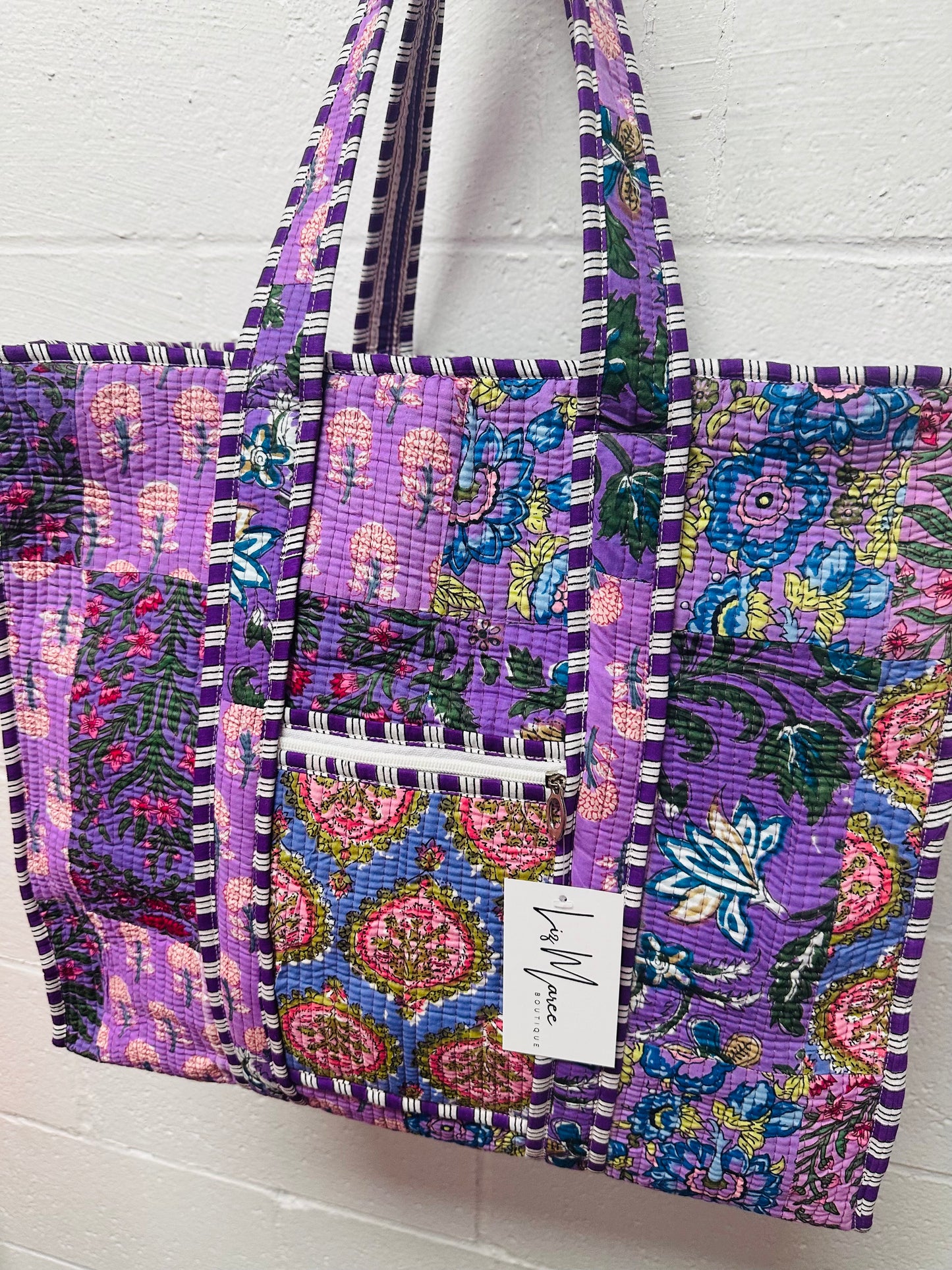 The Purple Multicolor Patchwork Quilted Tote Bag