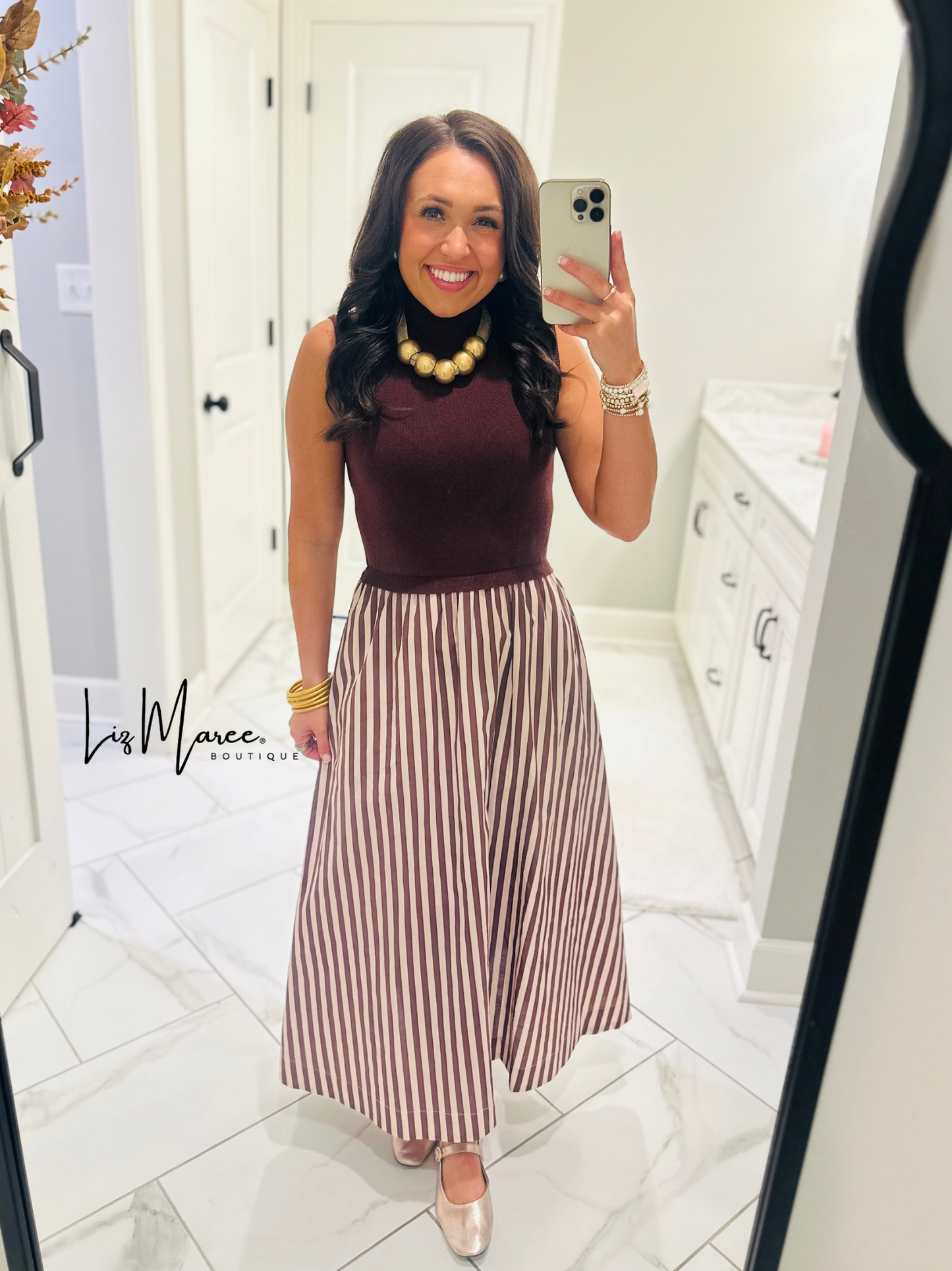 The Hartley Brown Sleeveless Midi Dress