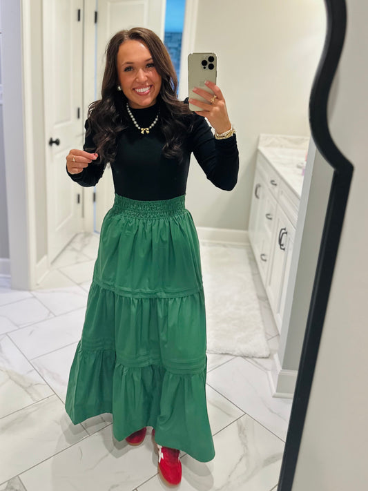 The Ruth Forest Green Maxi Skirt