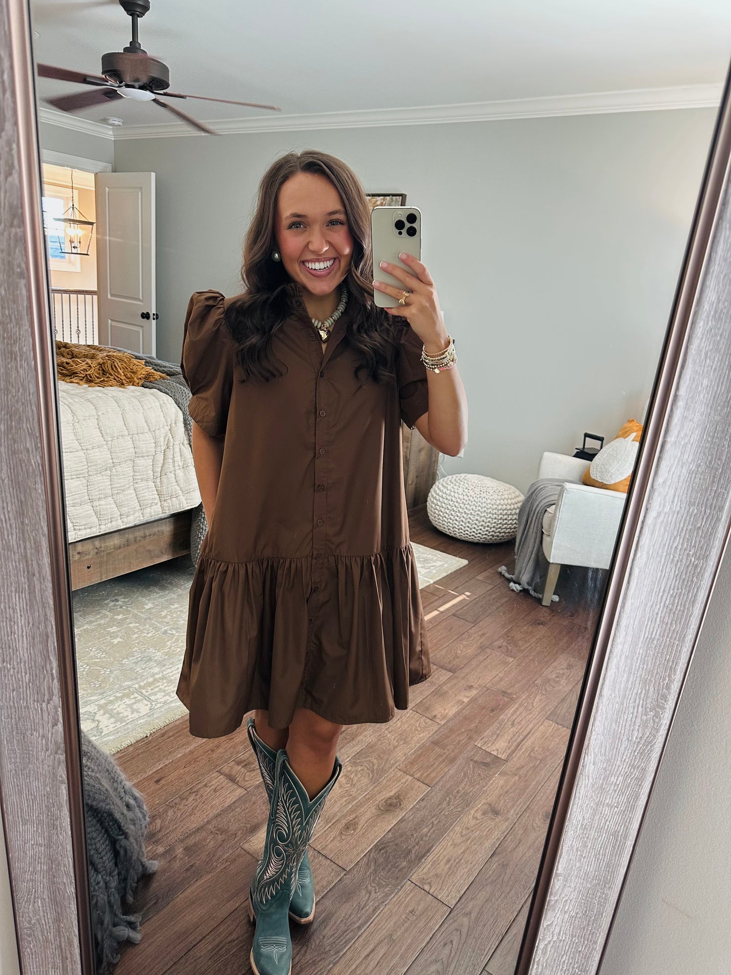The Kallie Brown Puff Sleeve Dress