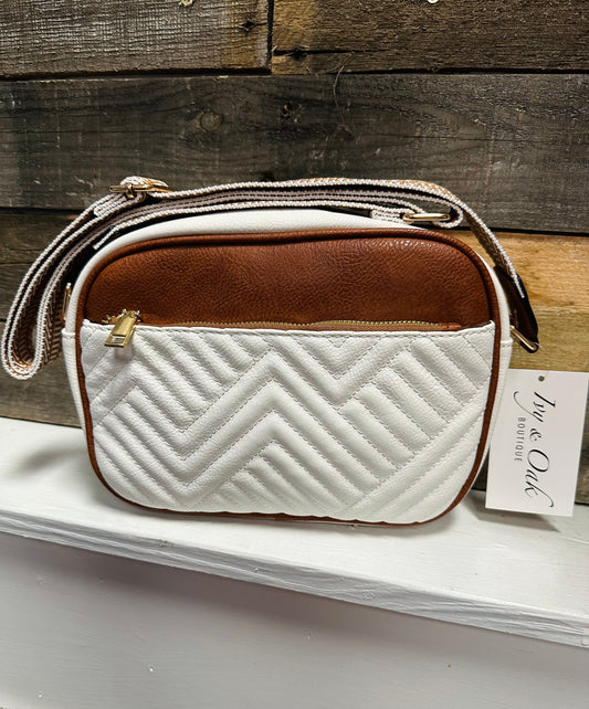 White Quilted Crossbody Shoulder Bag