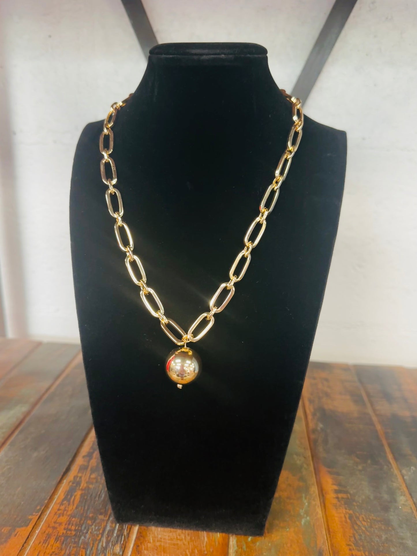 20mm Gold Ball + Chunky Chain Necklace
