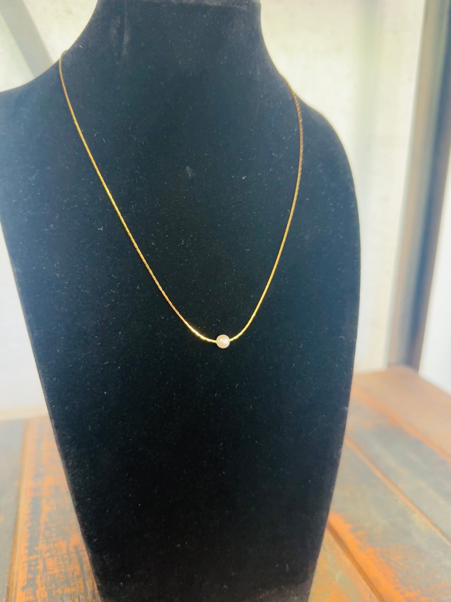 5mm Pearl Pendant Gold Necklace