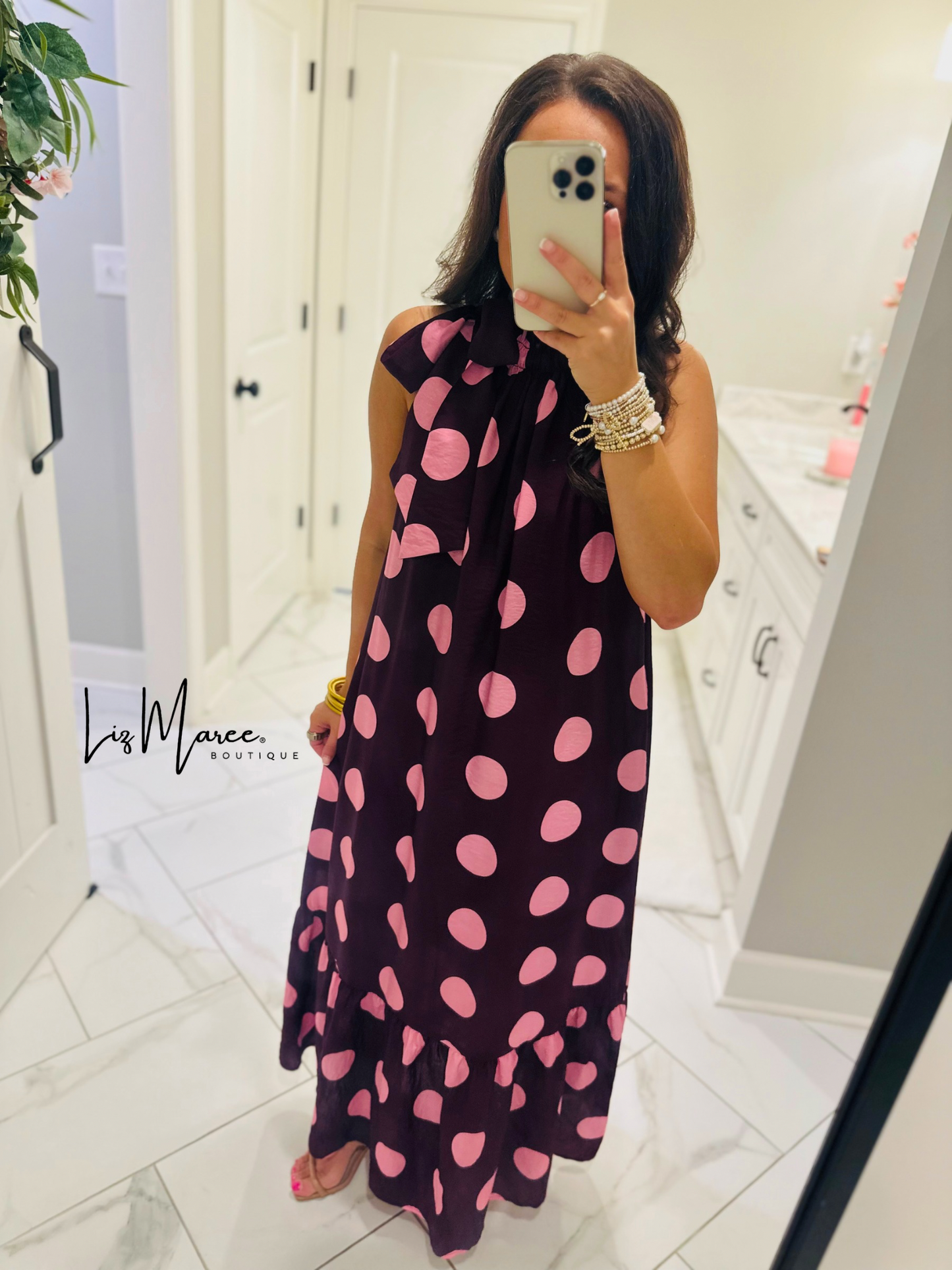 The Hallie Plum Polka Dot Midi Dress