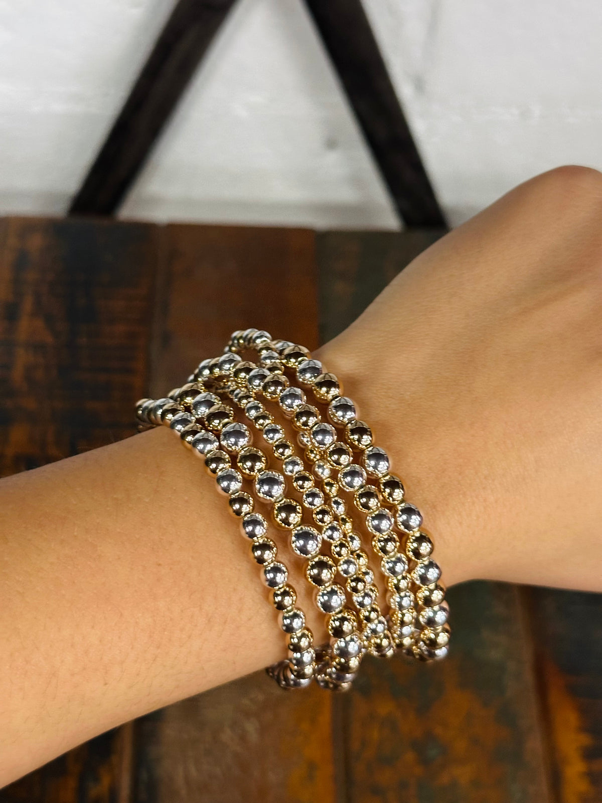 Two Tone Beaded Bracelet Set