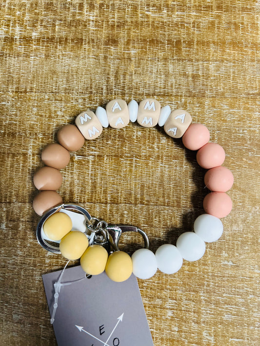 Neutral Mama Beaded Keychain