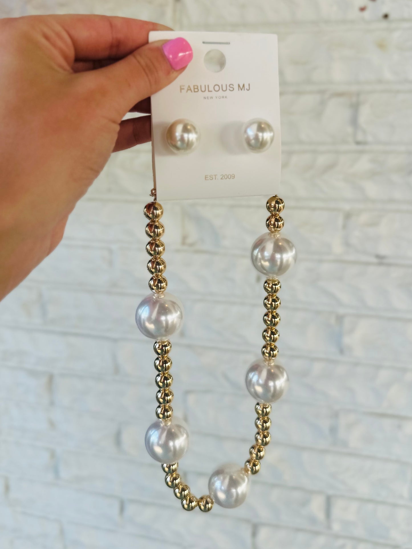 Pearl + Gold Beaded Necklace