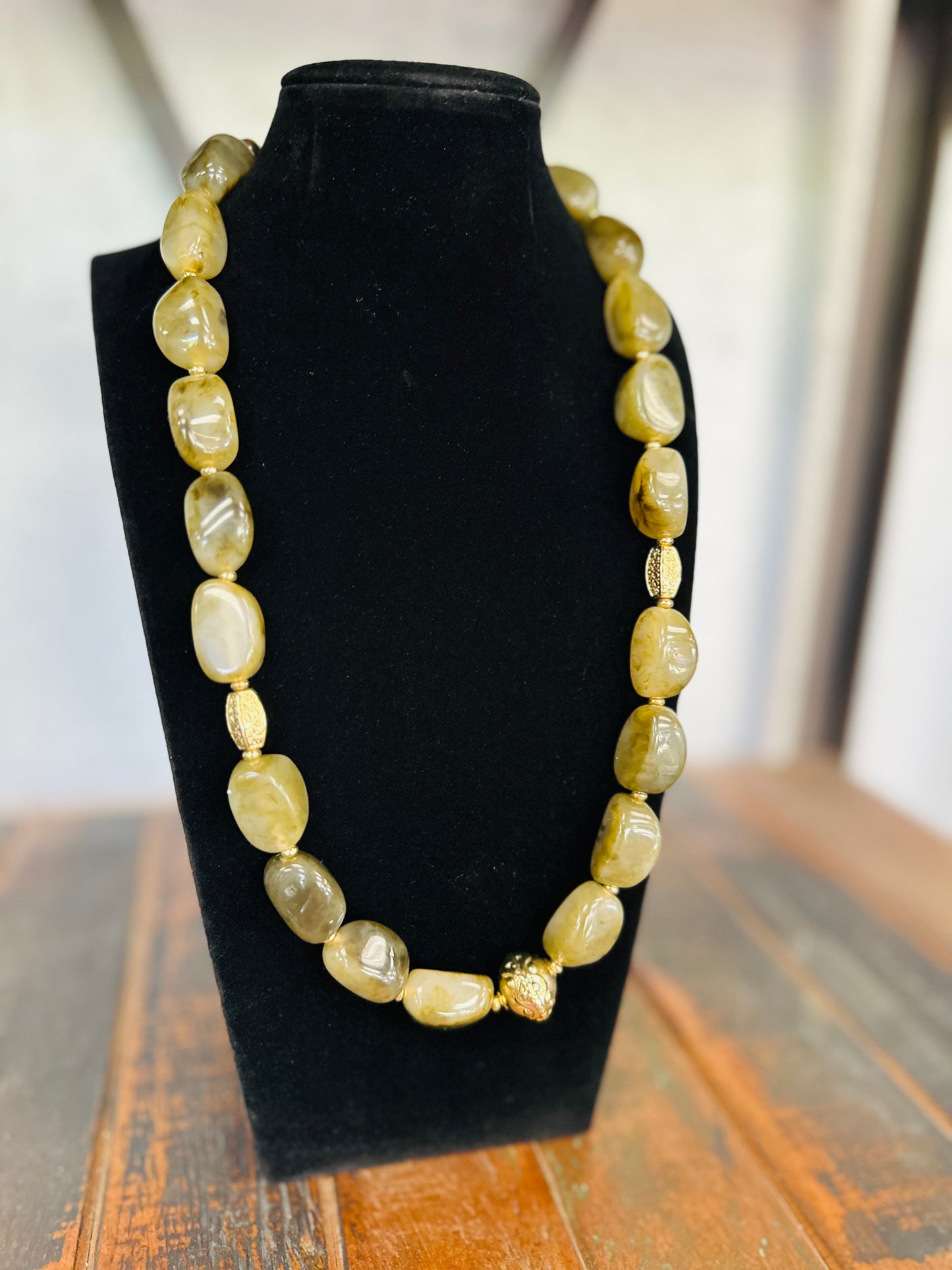 Green Marble Beaded Necklace