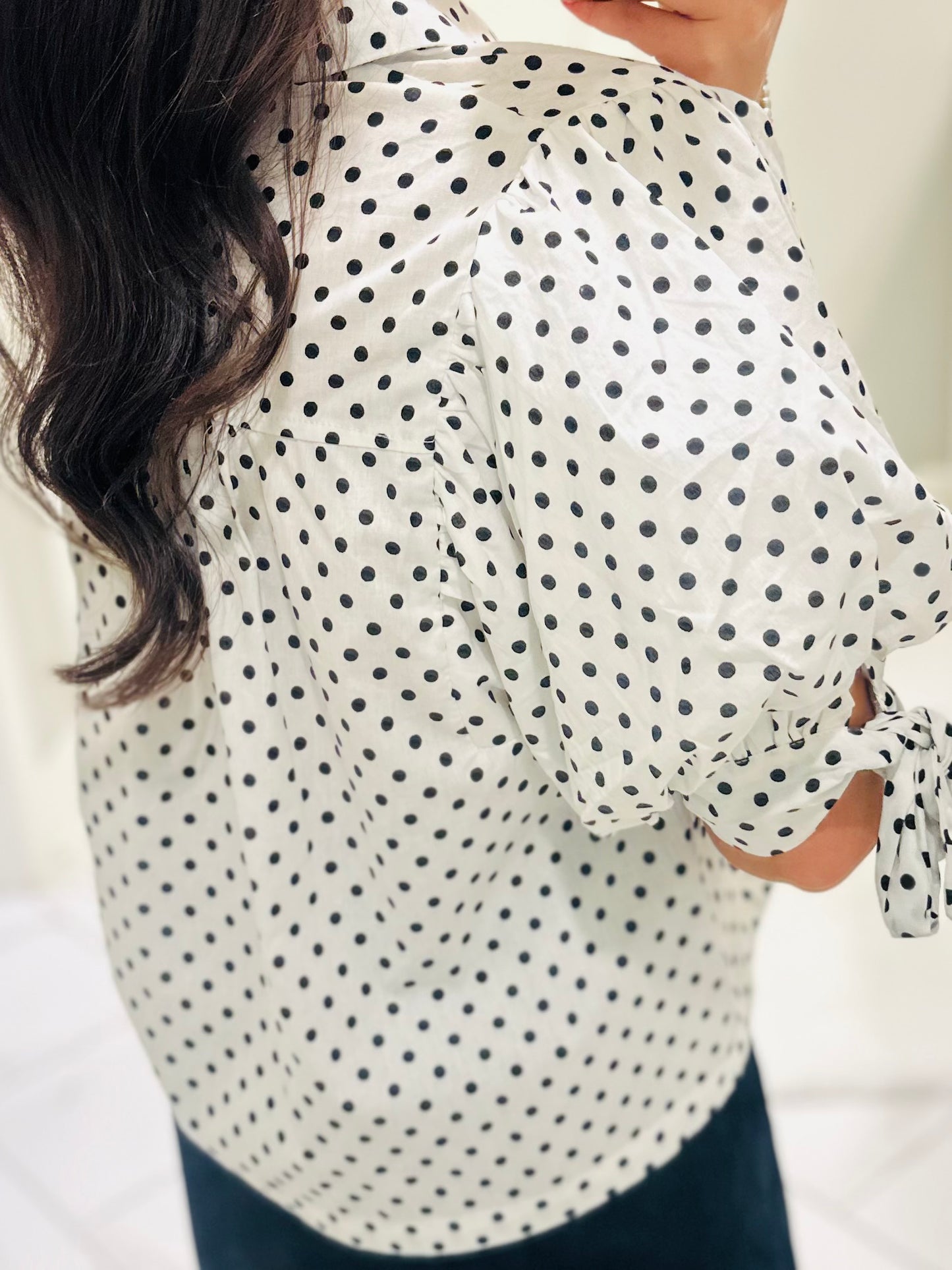 The Tess Black + White Polka Dot Top