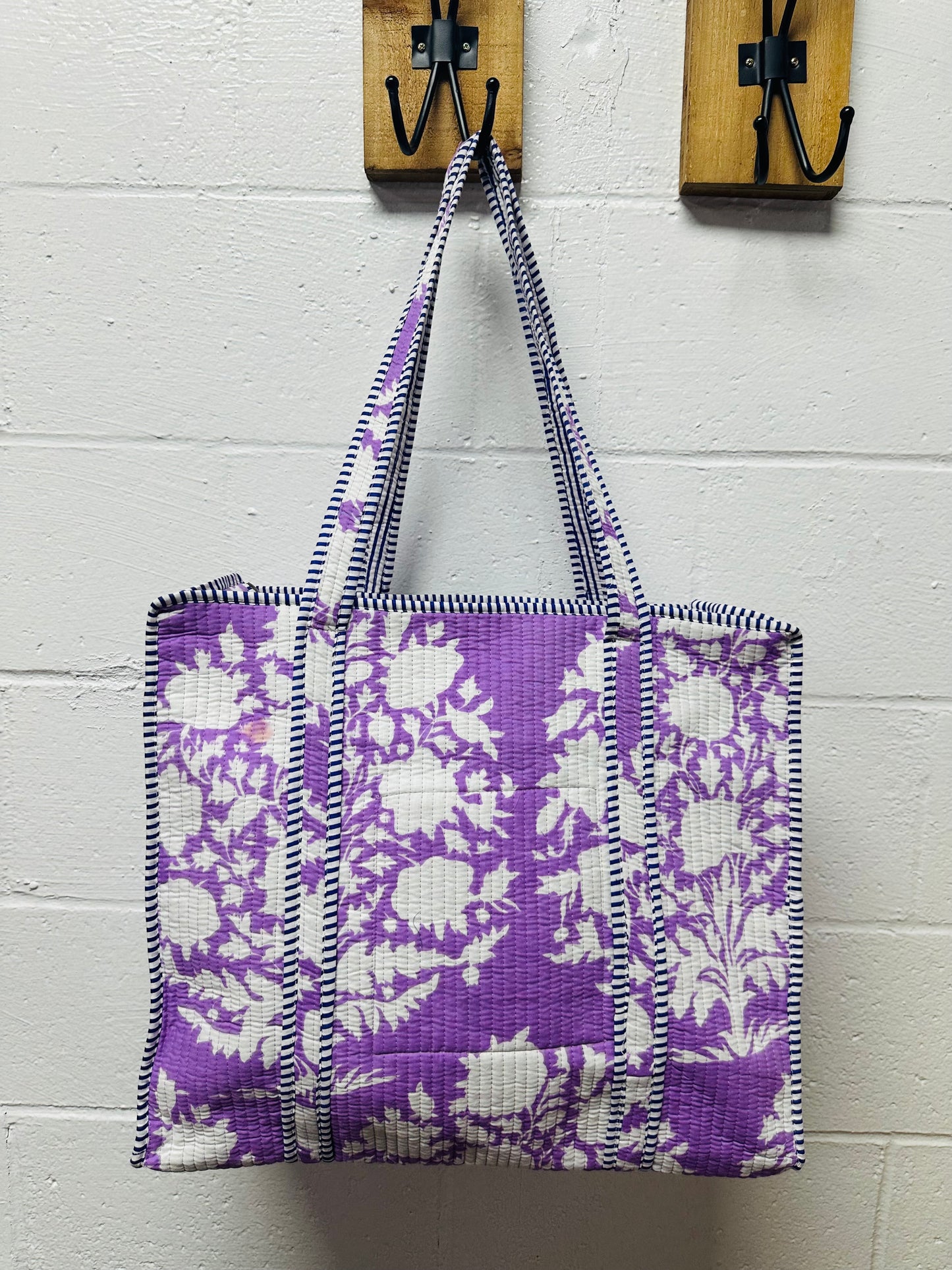 The Lavender Purple Floral Quilted Tote Bag