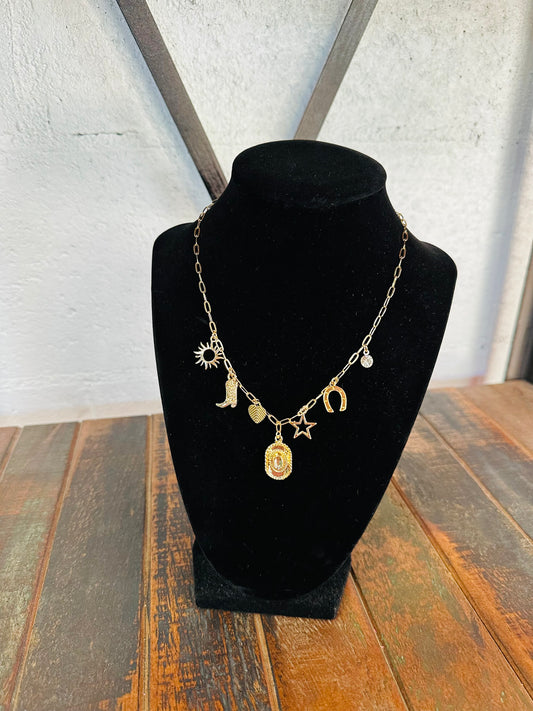 Gold Western Charm Necklace