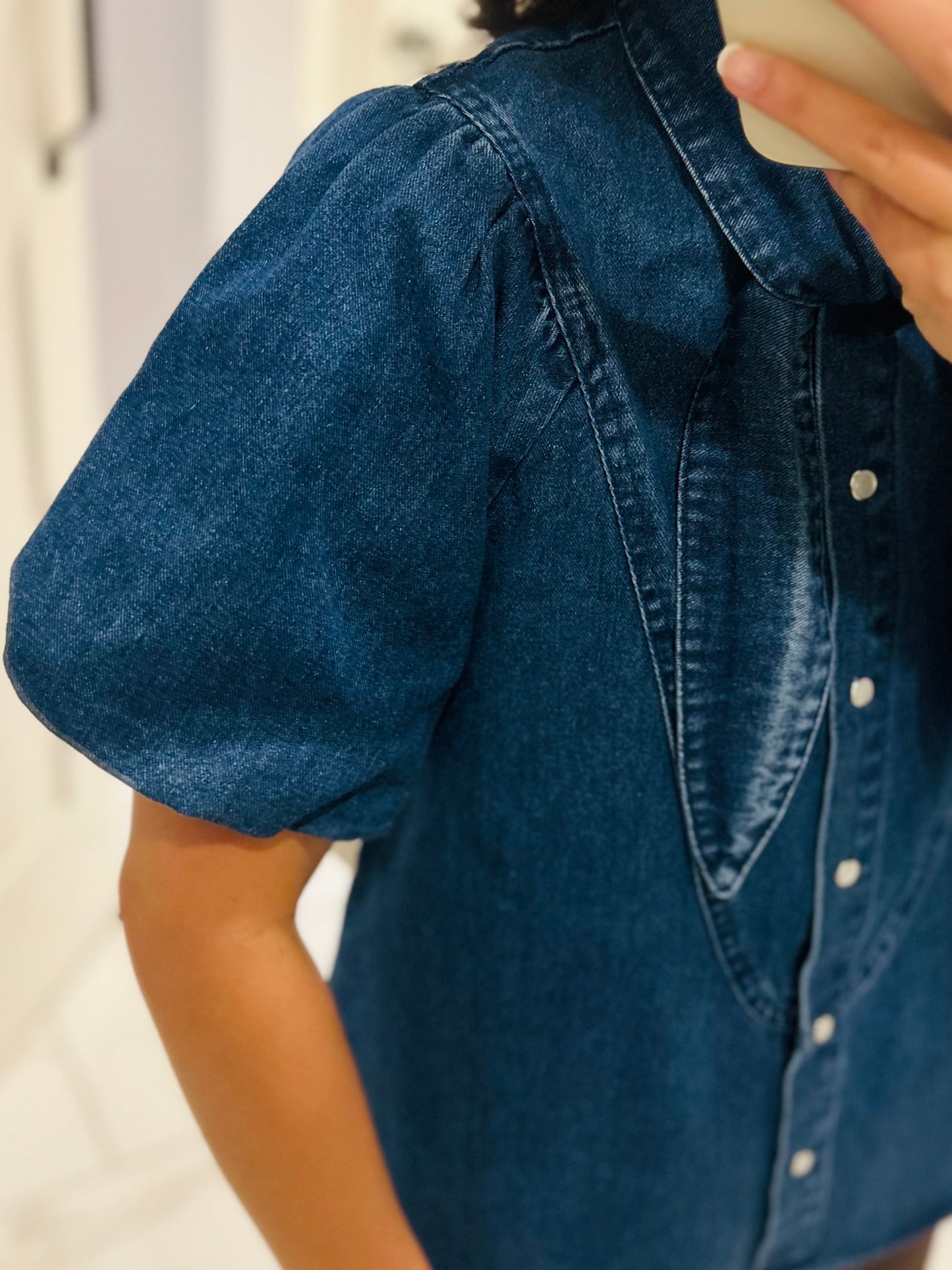 The Mabel Dark Denim Tie Top