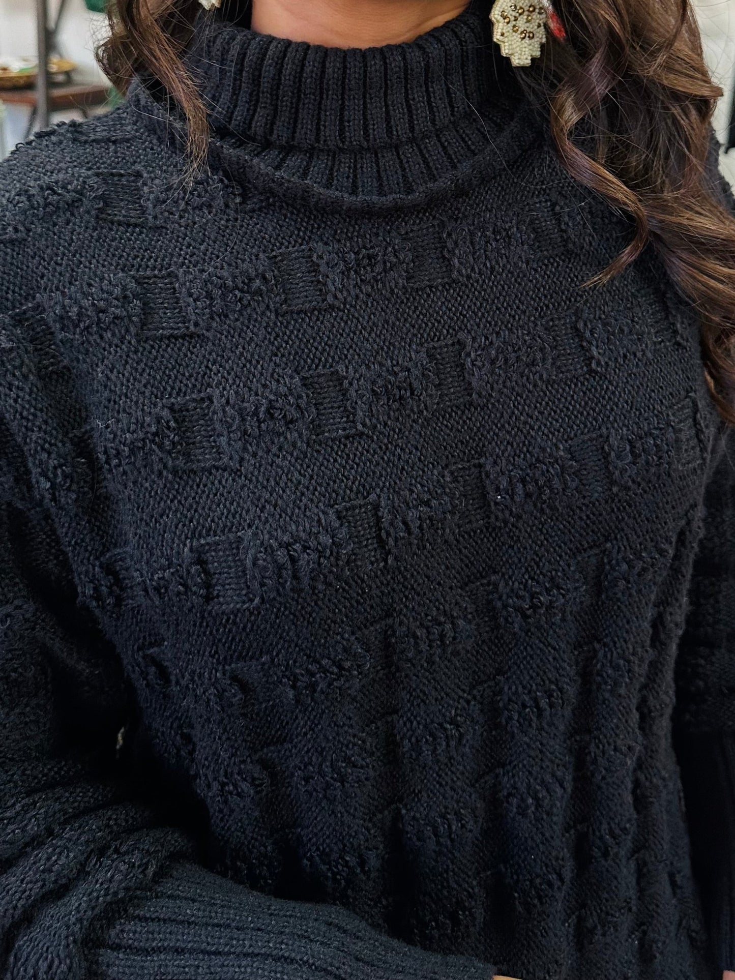 The Nia Black Mock Neck Sweater