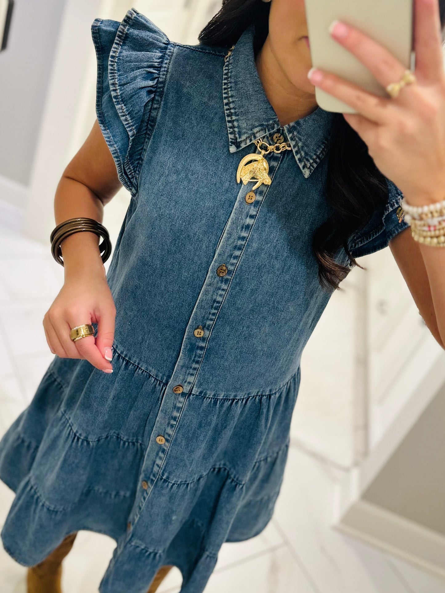 The Payton Denim Tiered Dress