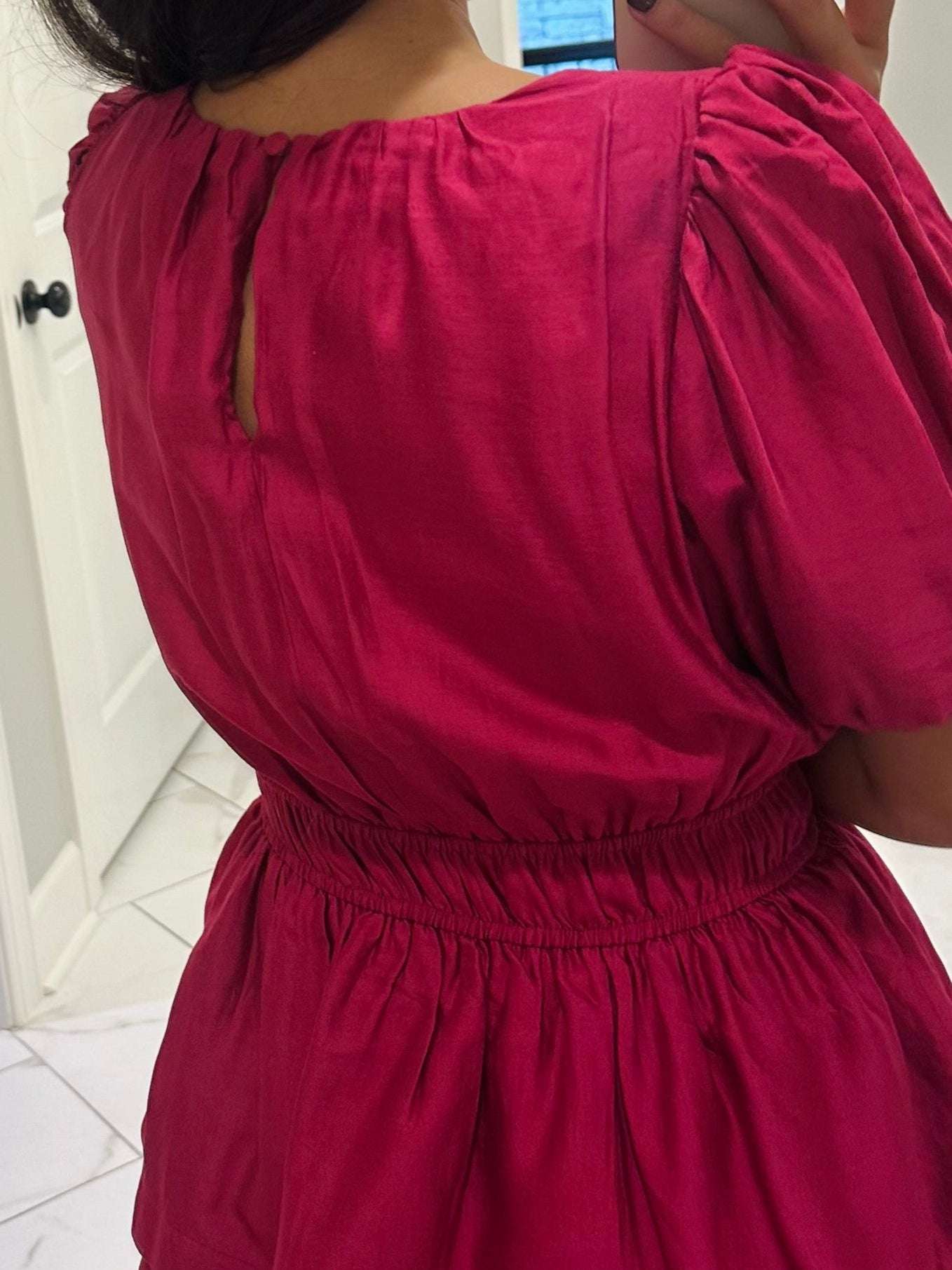 The Sophia Magenta Pink Ruffle Tiered Maxi Dress