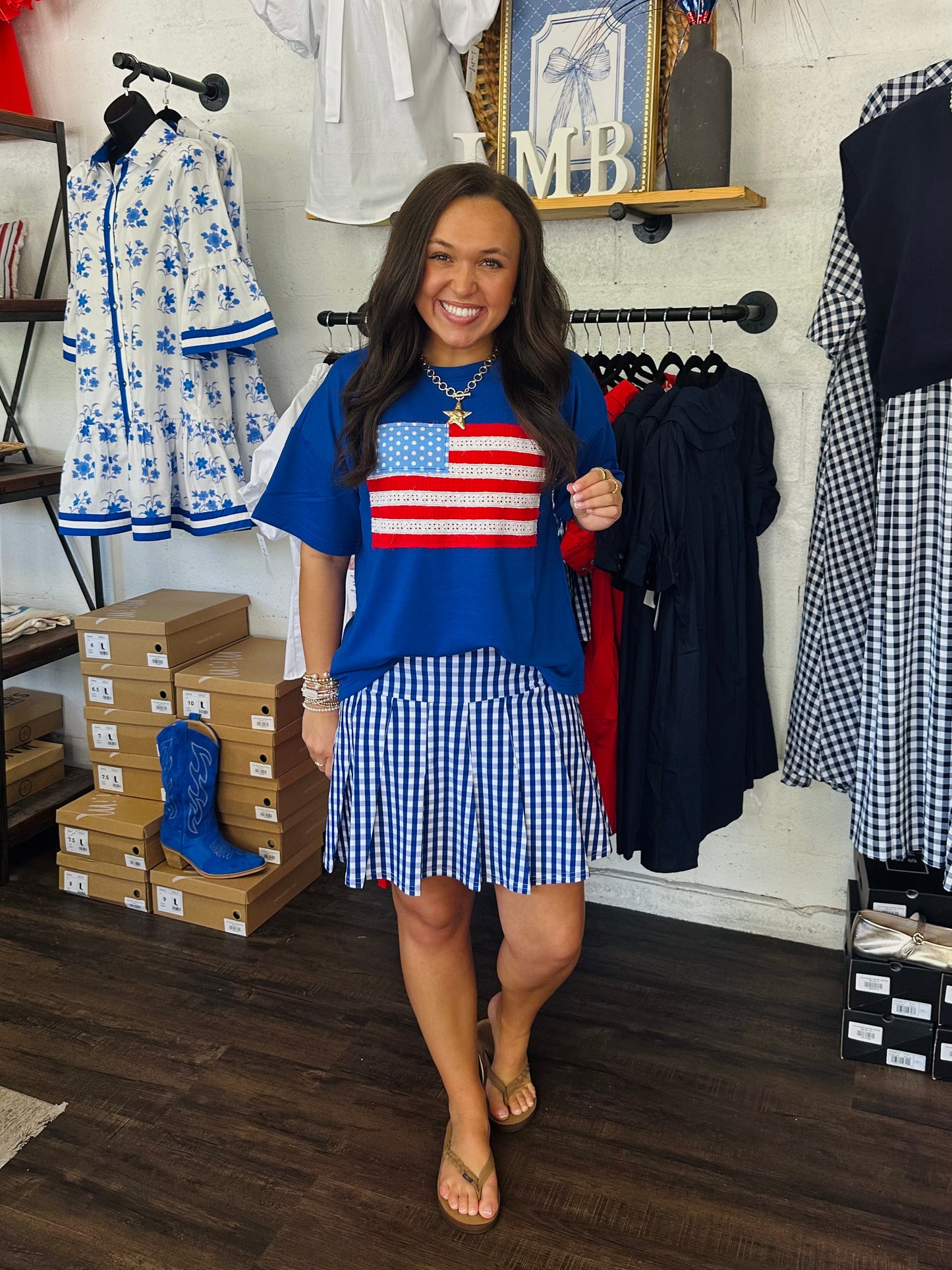 The Sweet Land of Liberty American Flag Applique Tee