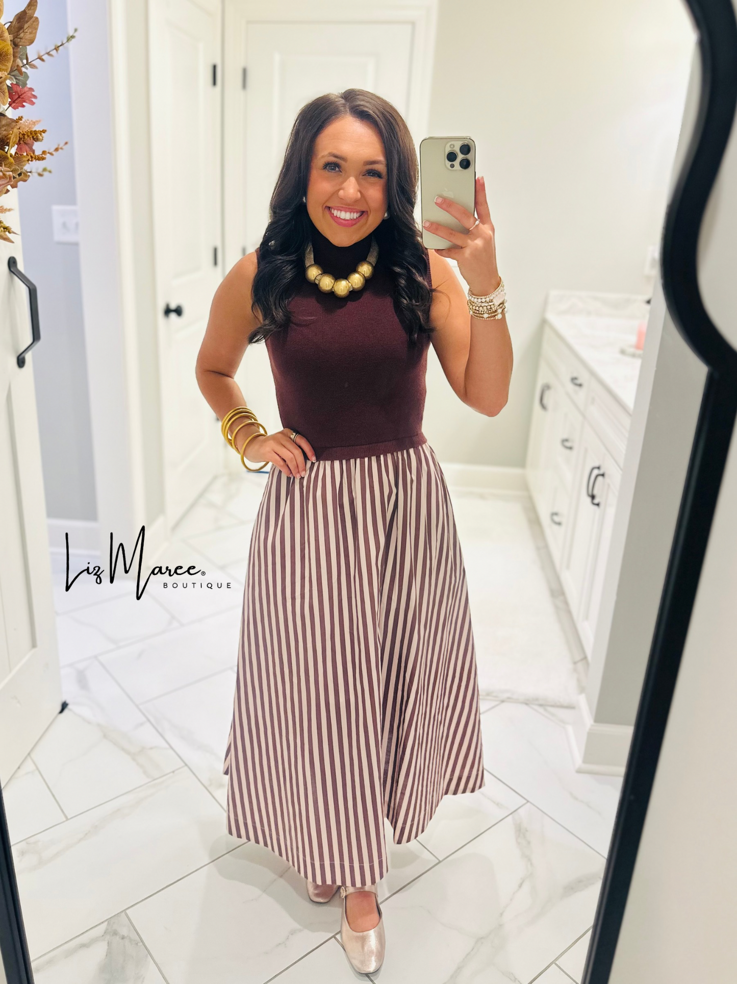 The Hartley Brown Sleeveless Midi Dress