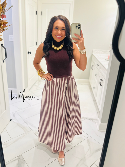 The Hartley Brown Sleeveless Midi Dress