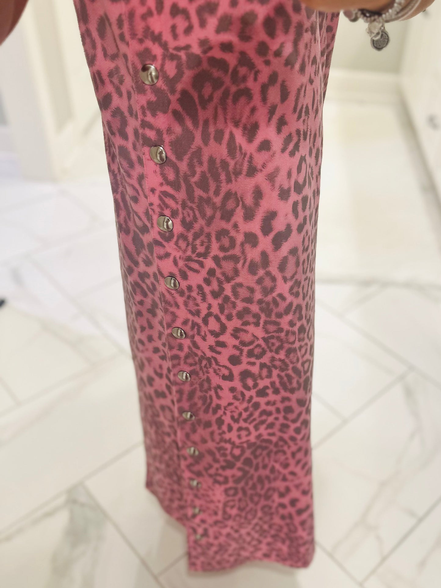 The Brooke Pink Leopard Midi Dress